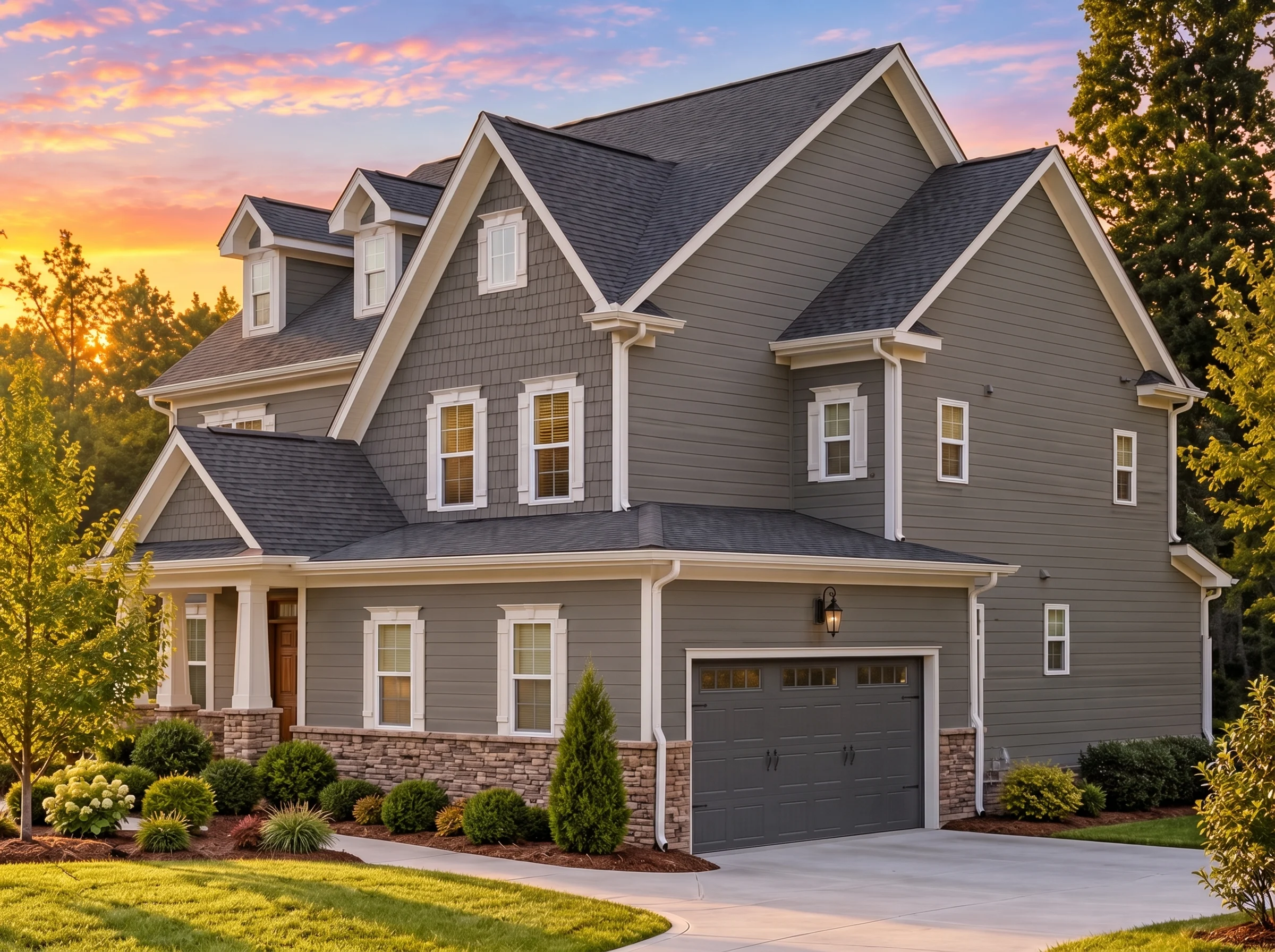 Plan  12-2554 – Auburn Springs Chalet  | New American – 5-Bed, 3.5-Bath, 3,143 SF - Warm Charcoal, AI-generated exterior concept