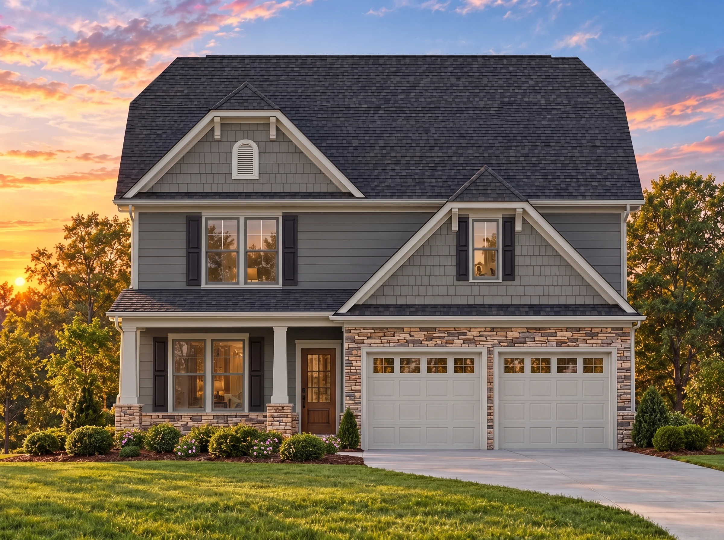 Plan  12-2568 – Poplar Valley Estate  | Modern Farmhouse – 4-Bed, 3.5-Bath, 2,595 SF - Warm Charcoal, AI-generated exterior concept