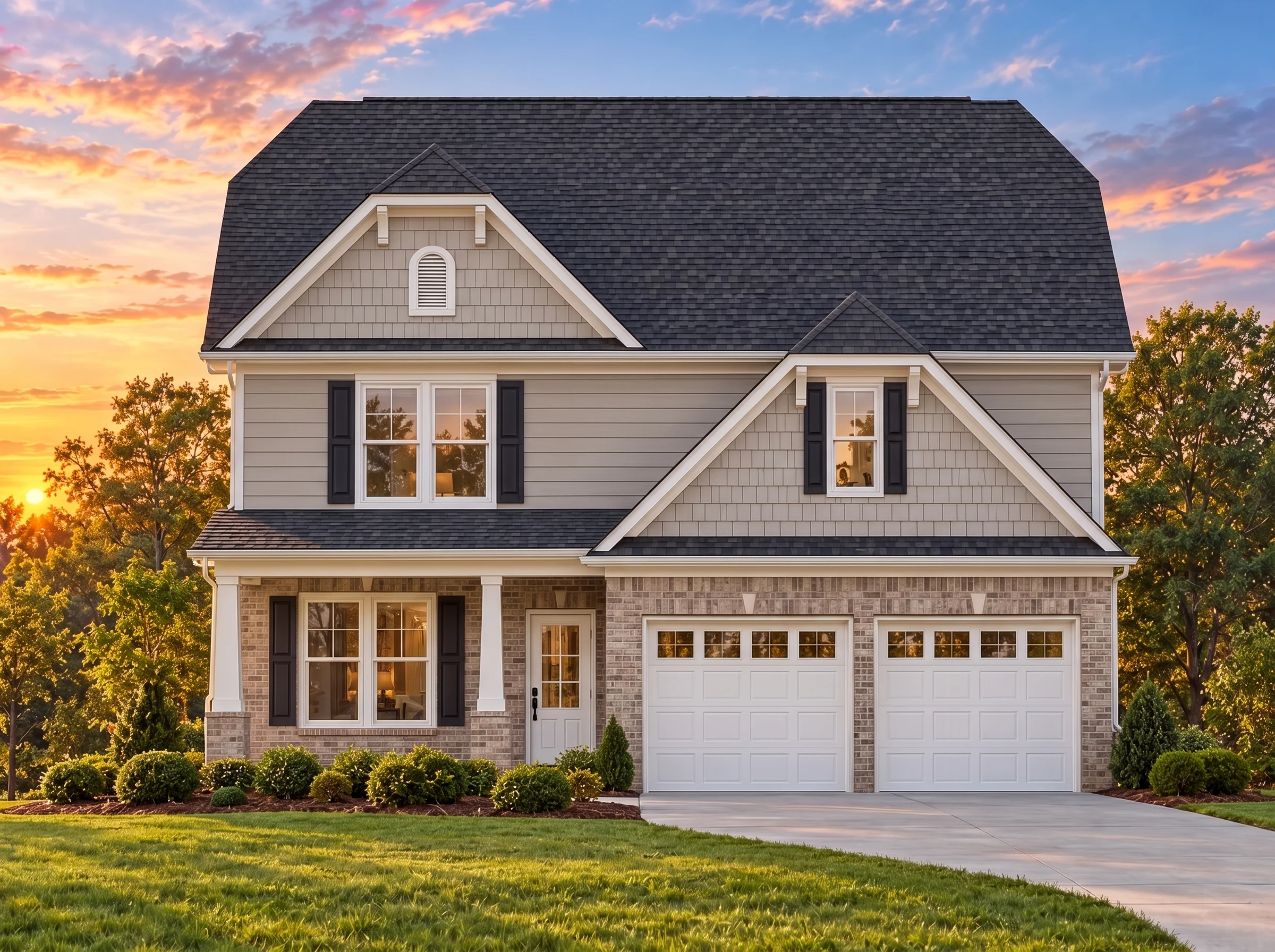 Plan  12-2568 – Poplar Valley Estate  | Modern Farmhouse – 4-Bed, 3.5-Bath, 2,595 SF - Natural Brick, AI-generated exterior concept