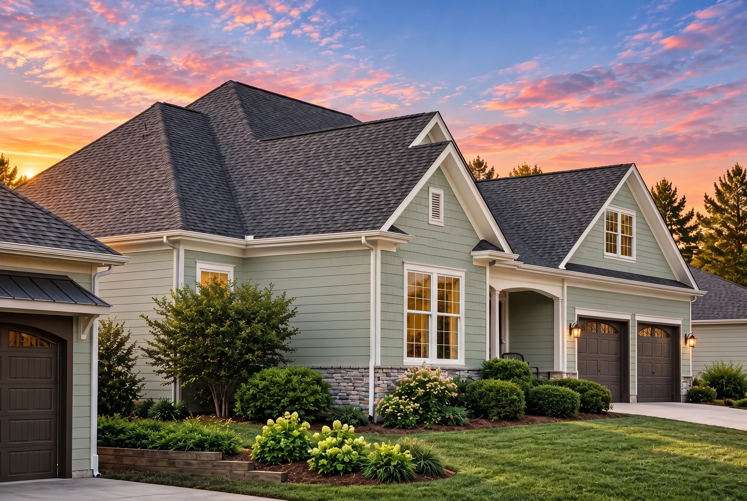 Plan  12-2580 – Aster Orchard Cottage  | Coastal Traditional – 4-Bed, 3-Bath, 2,954 SF - Muted Sage, AI-generated exterior concept