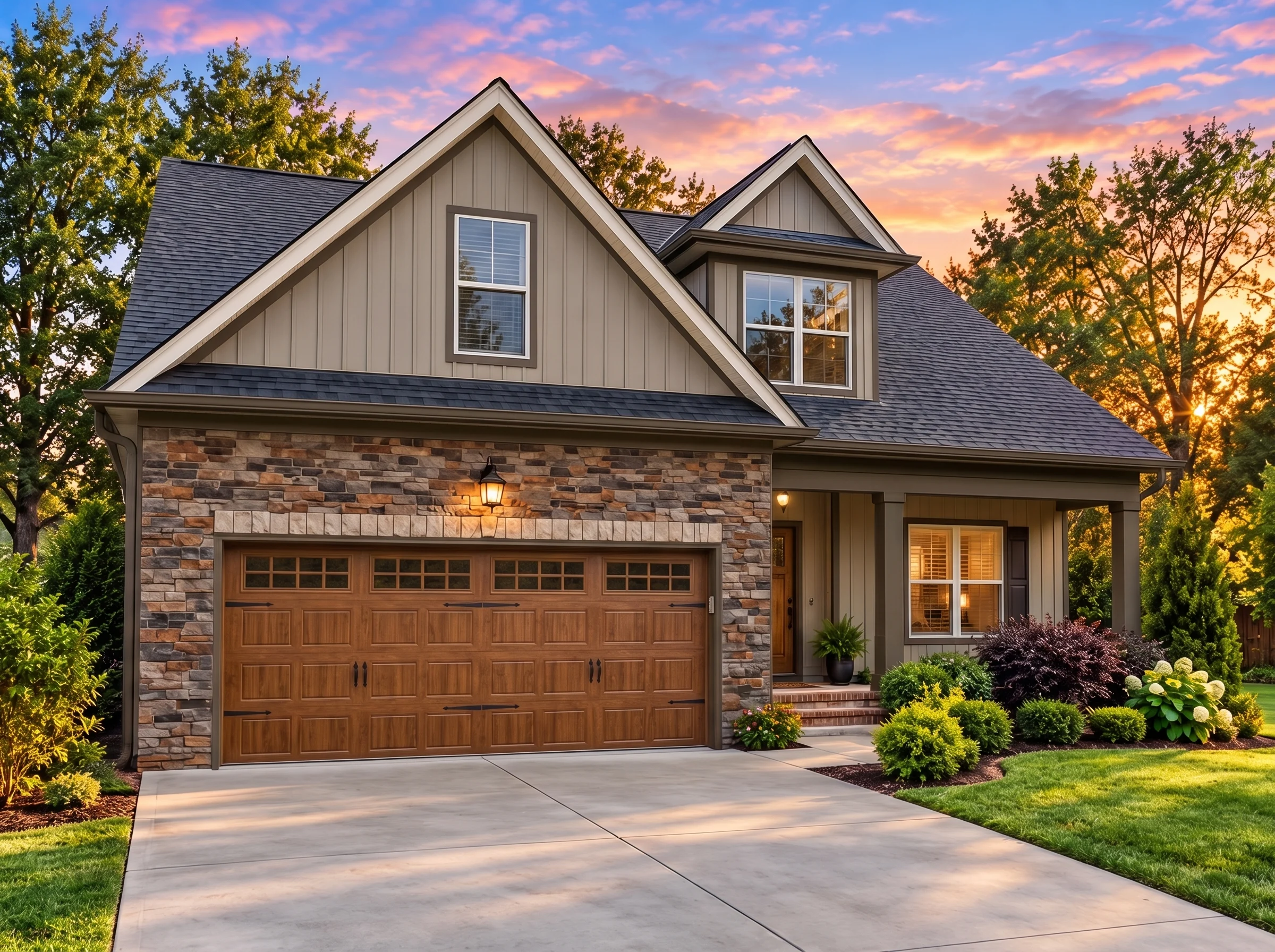 Plan  12-2588 – Auburn Cove Chalet |  Cape Cod – 4-Bed, 3-Bath, 2,300 SF - Mushroom Taupe, AI-generated exterior concept
