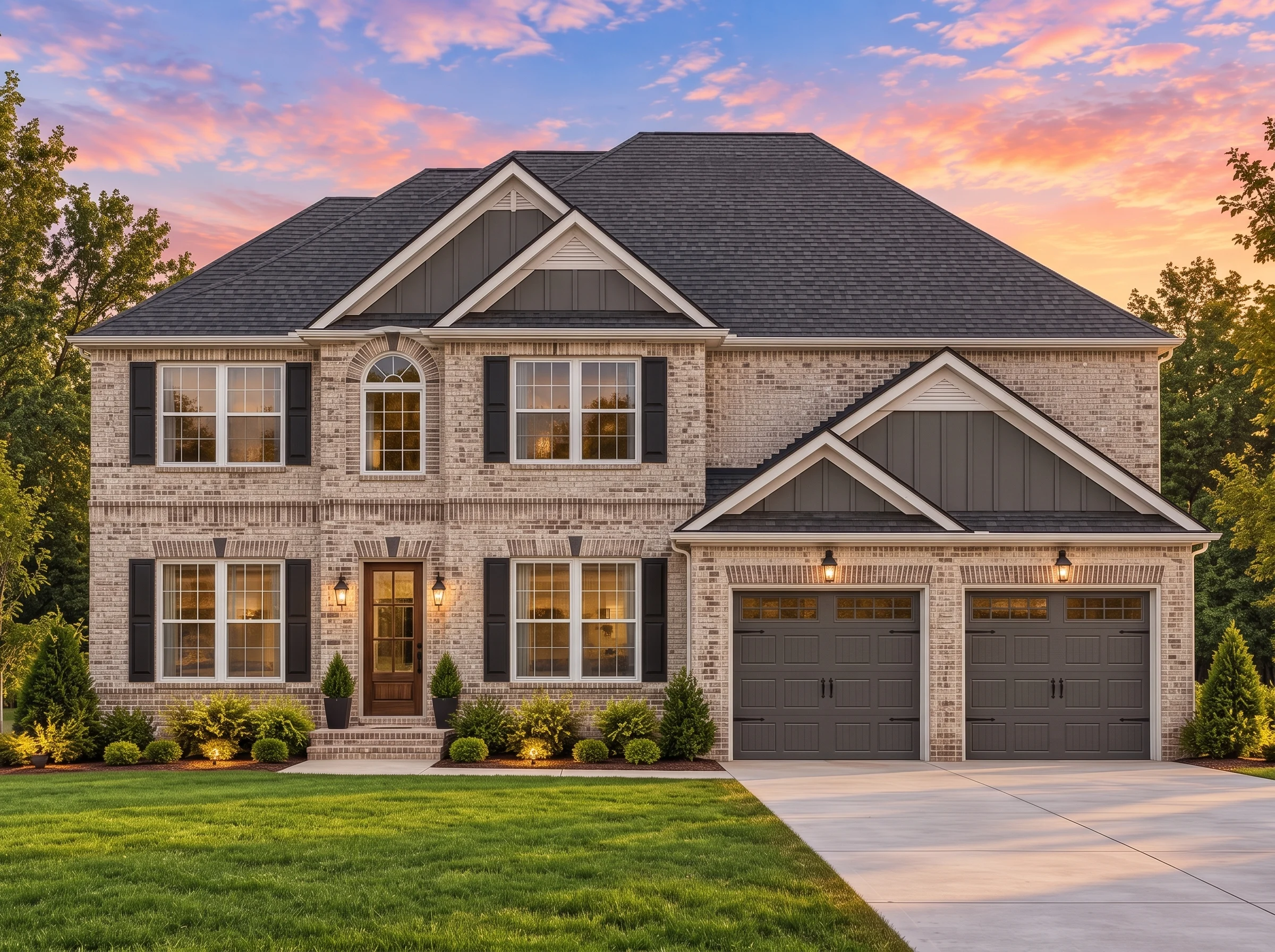 Plan  12-2607 – Portland Craftsman |  Traditional Colonial – 6-Bed, 4.5-Bath, 3,795 SF - Warm Charcoal, AI-generated exterior concept