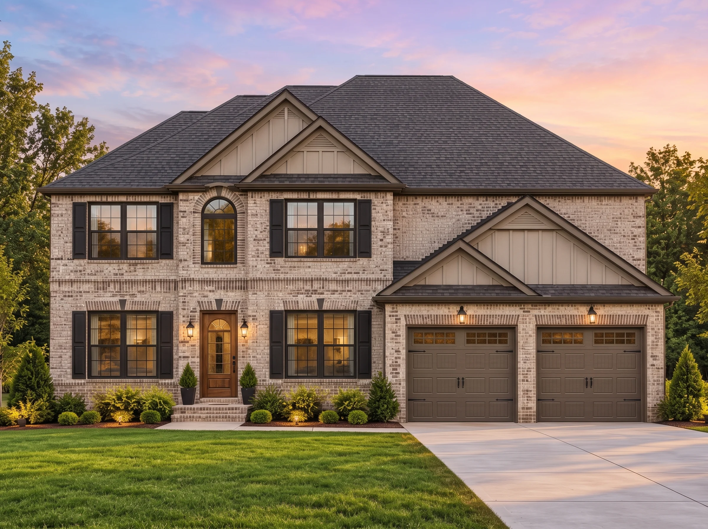Plan  12-2607 – Portland Craftsman |  Traditional Colonial – 6-Bed, 4.5-Bath, 3,795 SF - Mushroom Taupe, AI-generated exterior concept