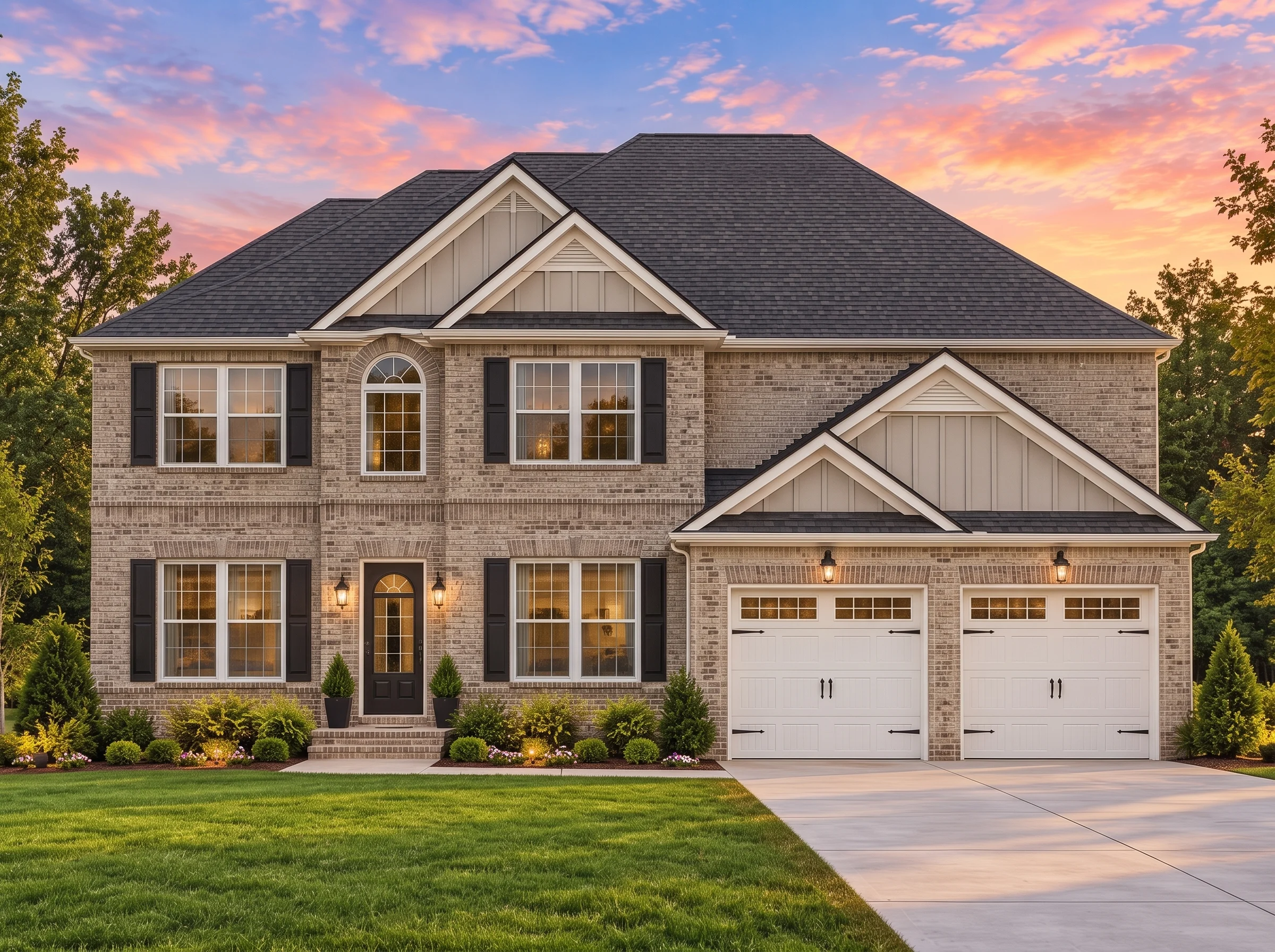 Plan  12-2607 – Portland Craftsman |  Traditional Colonial – 6-Bed, 4.5-Bath, 3,795 SF - Natural Brick, AI-generated exterior concept