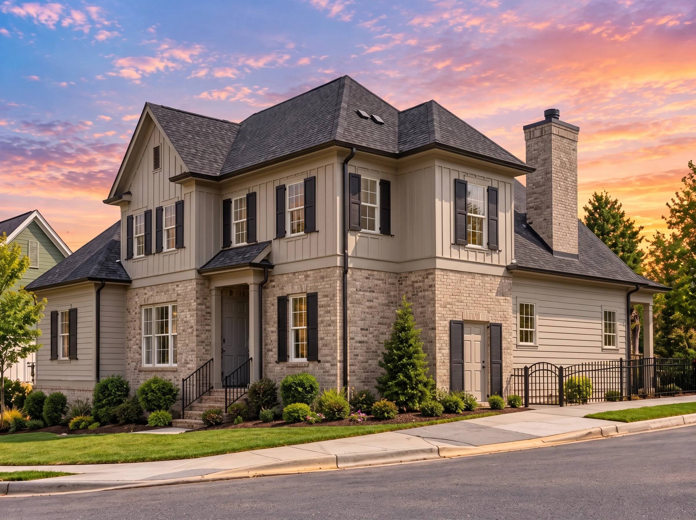 Plan  12-2640 – Center Circle |  Traditional Colonial – 4-Bed, 3.5-Bath, 3,220 SF - Natural Brick, AI-generated exterior concept