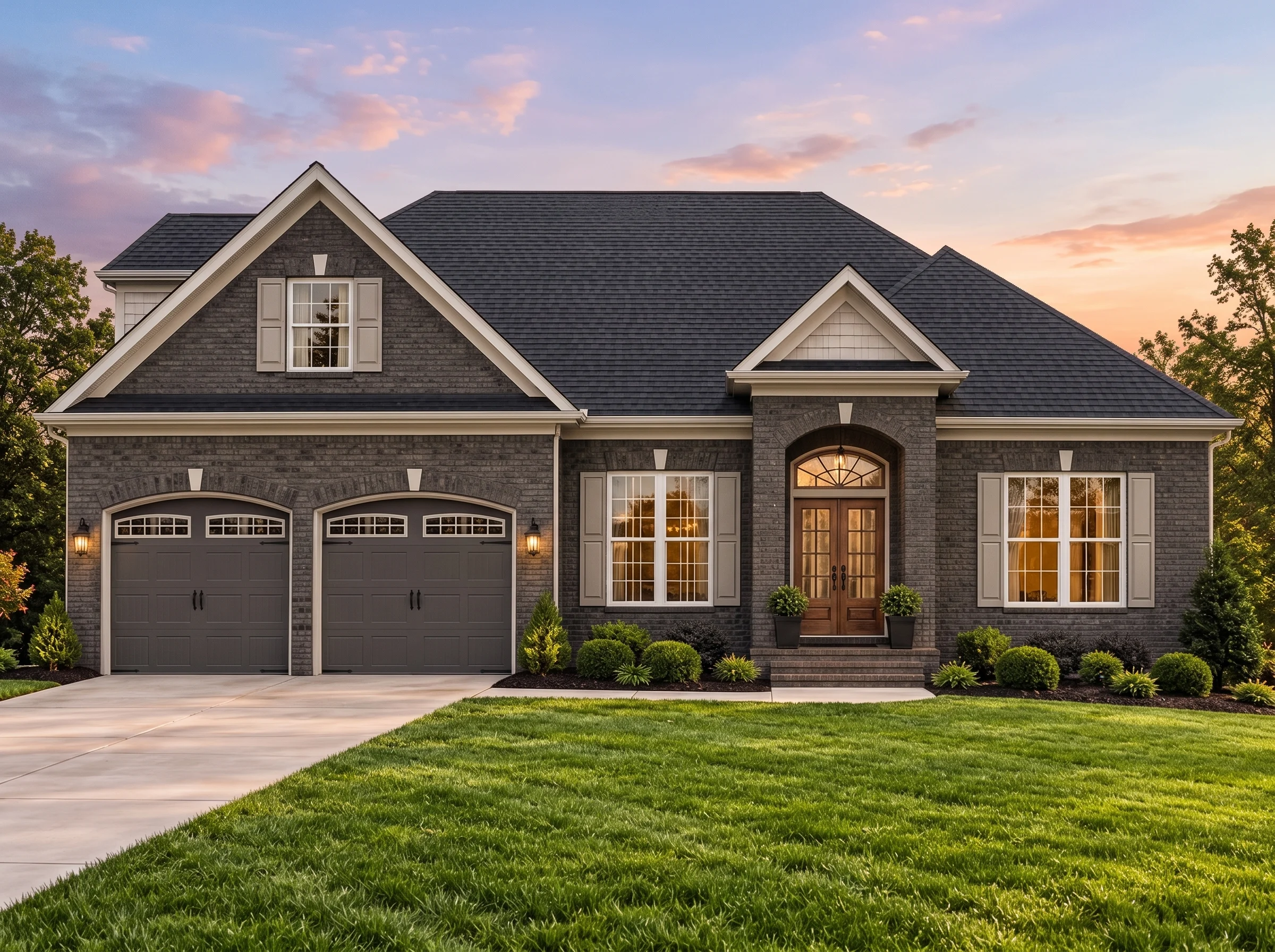 Plan  12-2698 – Aster Bridge Farm |  Traditional Colonial – 4-Bed, 3.5-Bath, 2,890 SF - Warm Charcoal, AI-generated exterior concept