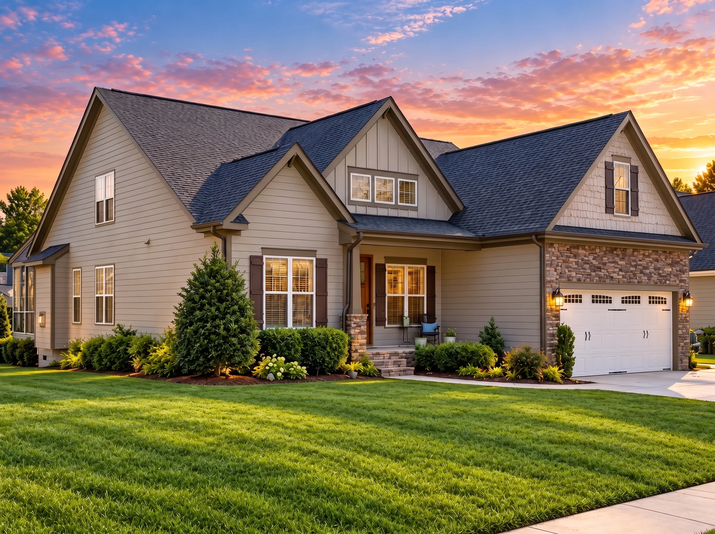 Plan  12-2697 – Ash Grove Manor |  Craftsman – 5-Bed, 3-Bath, 3,268 SF - Mushroom Taupe, AI-generated exterior concept
