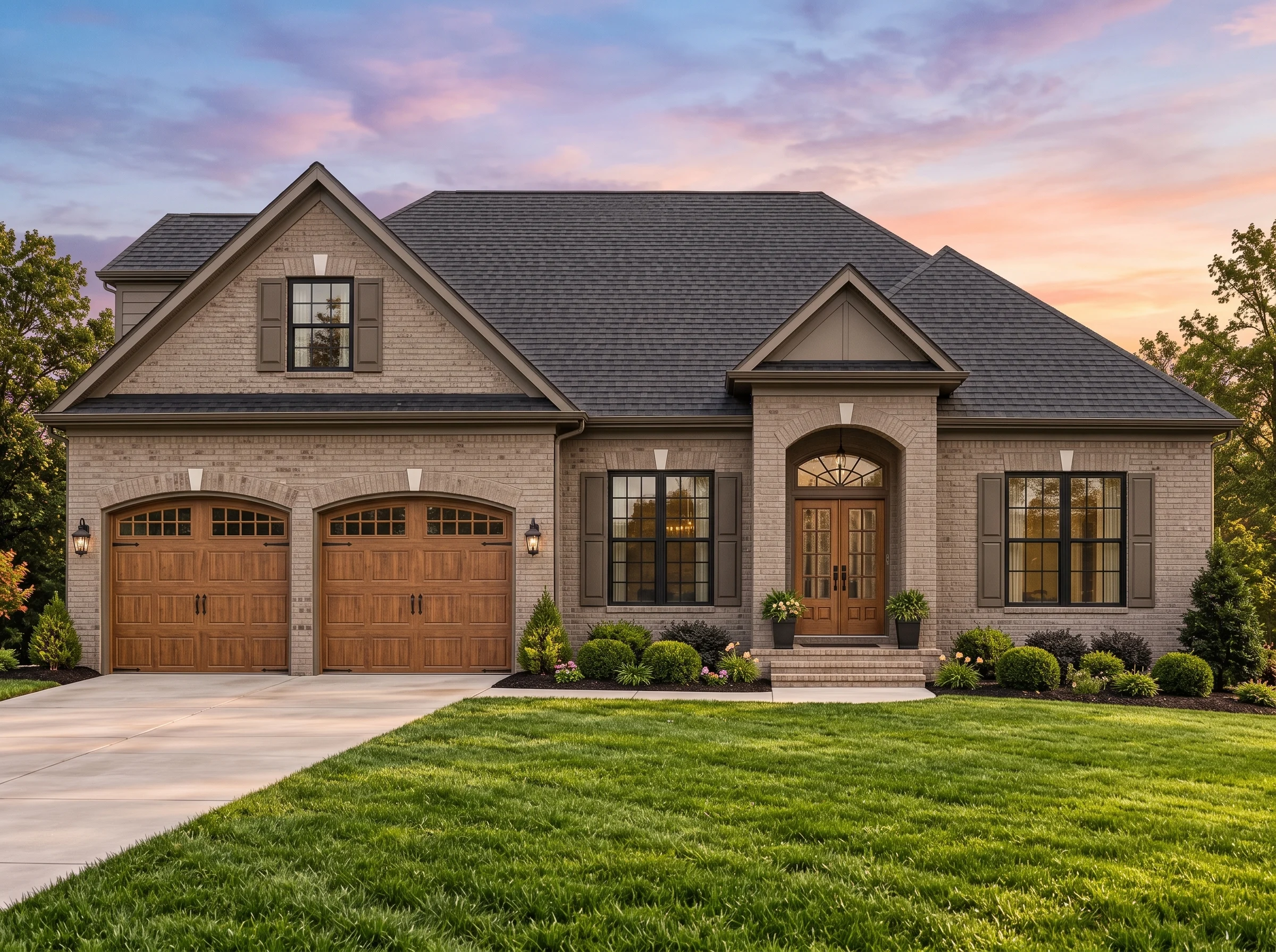 Plan  12-2698 – Aster Bridge Farm |  Traditional Colonial – 4-Bed, 3.5-Bath, 2,890 SF - Mushroom Taupe, AI-generated exterior concept