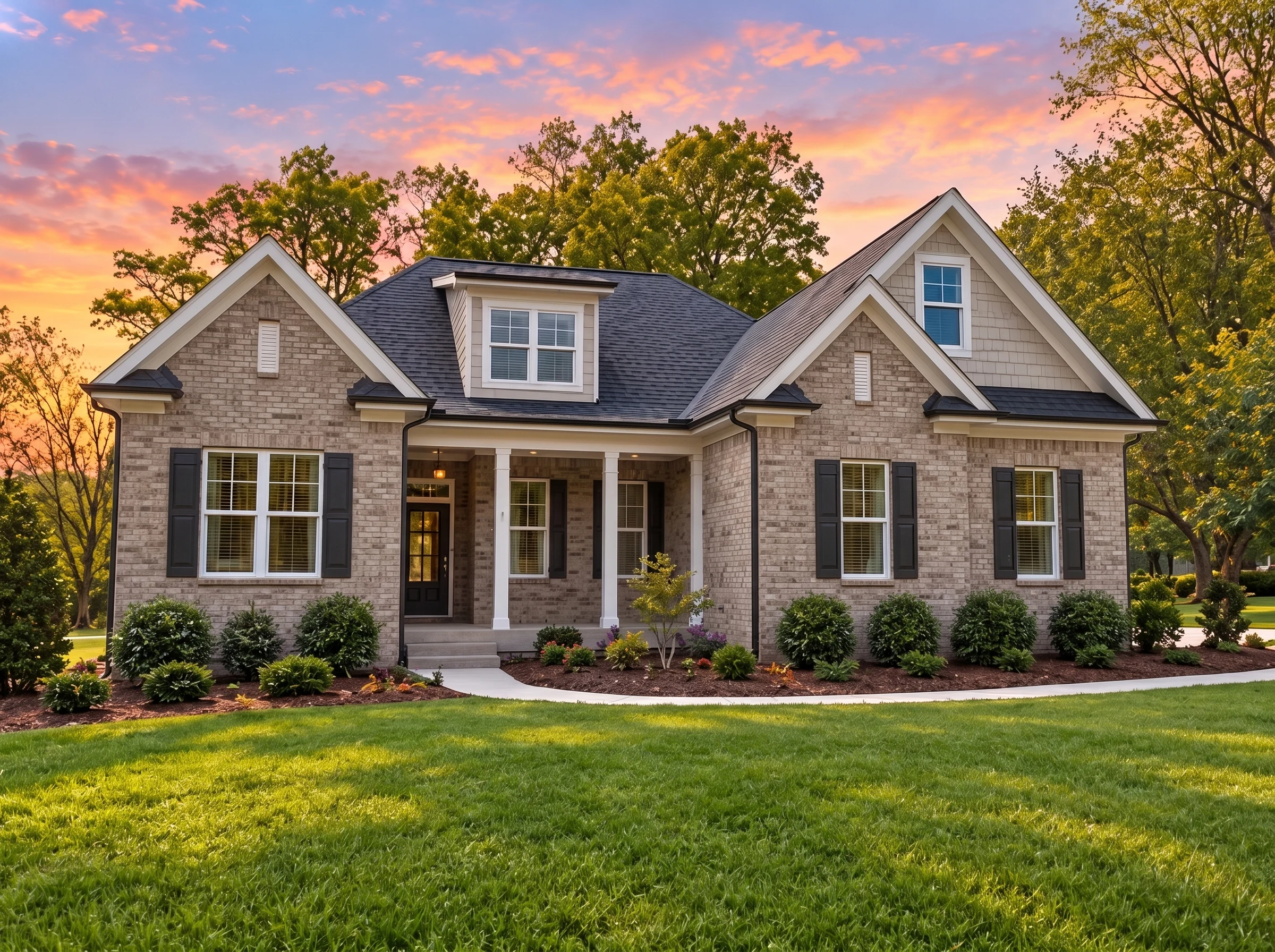 Plan  12-2722 – Michigan Peninsula |  Traditional – 3-Bed, 3-Bath, 2,718 SF - Natural Brick, AI-generated exterior concept