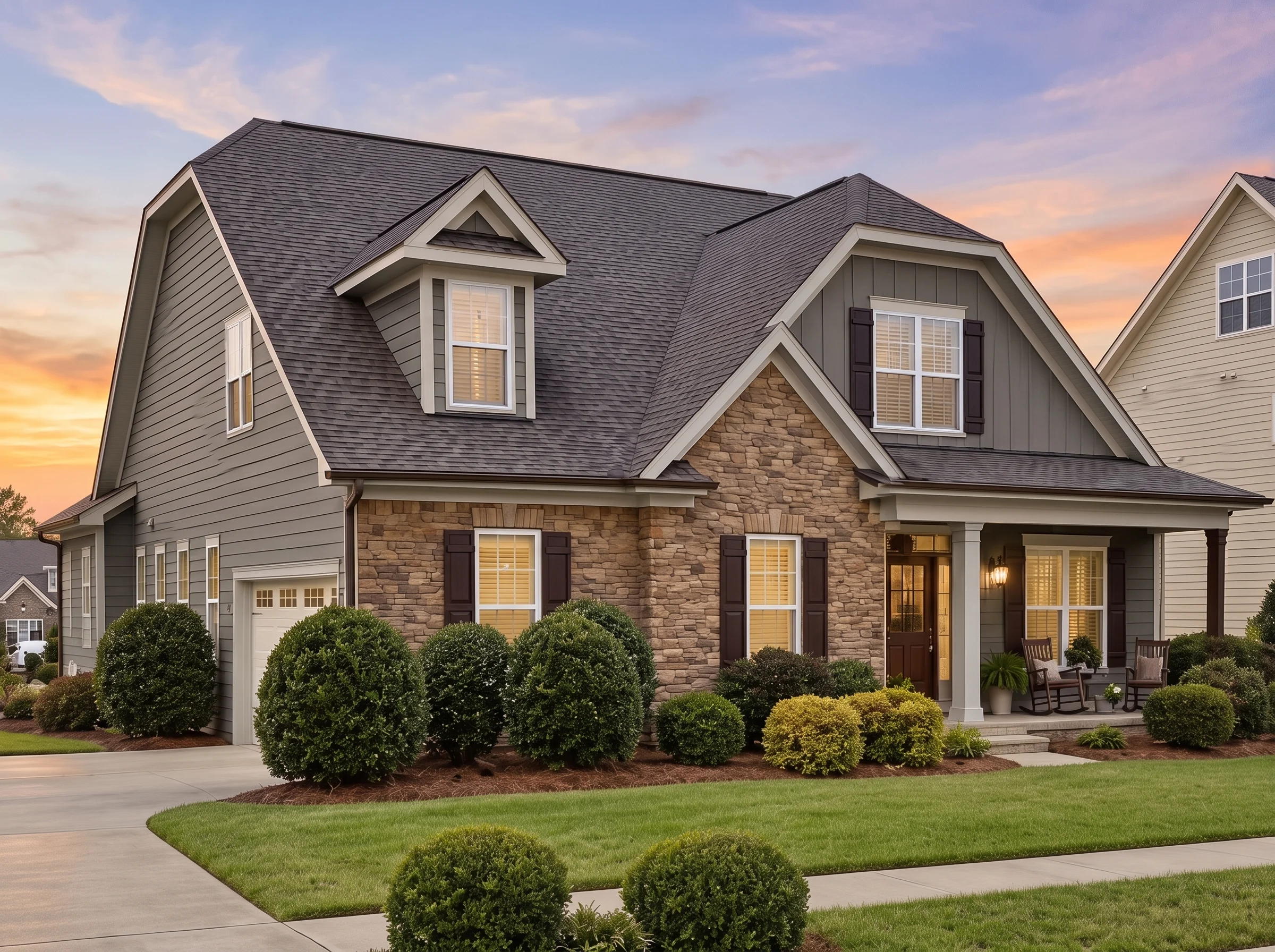 Plan  12-2750 – Colorado Plateau |  Traditional Suburban – 4-Bed, 3-Bath, 2,541 SF - Warm Charcoal, AI-generated exterior concept