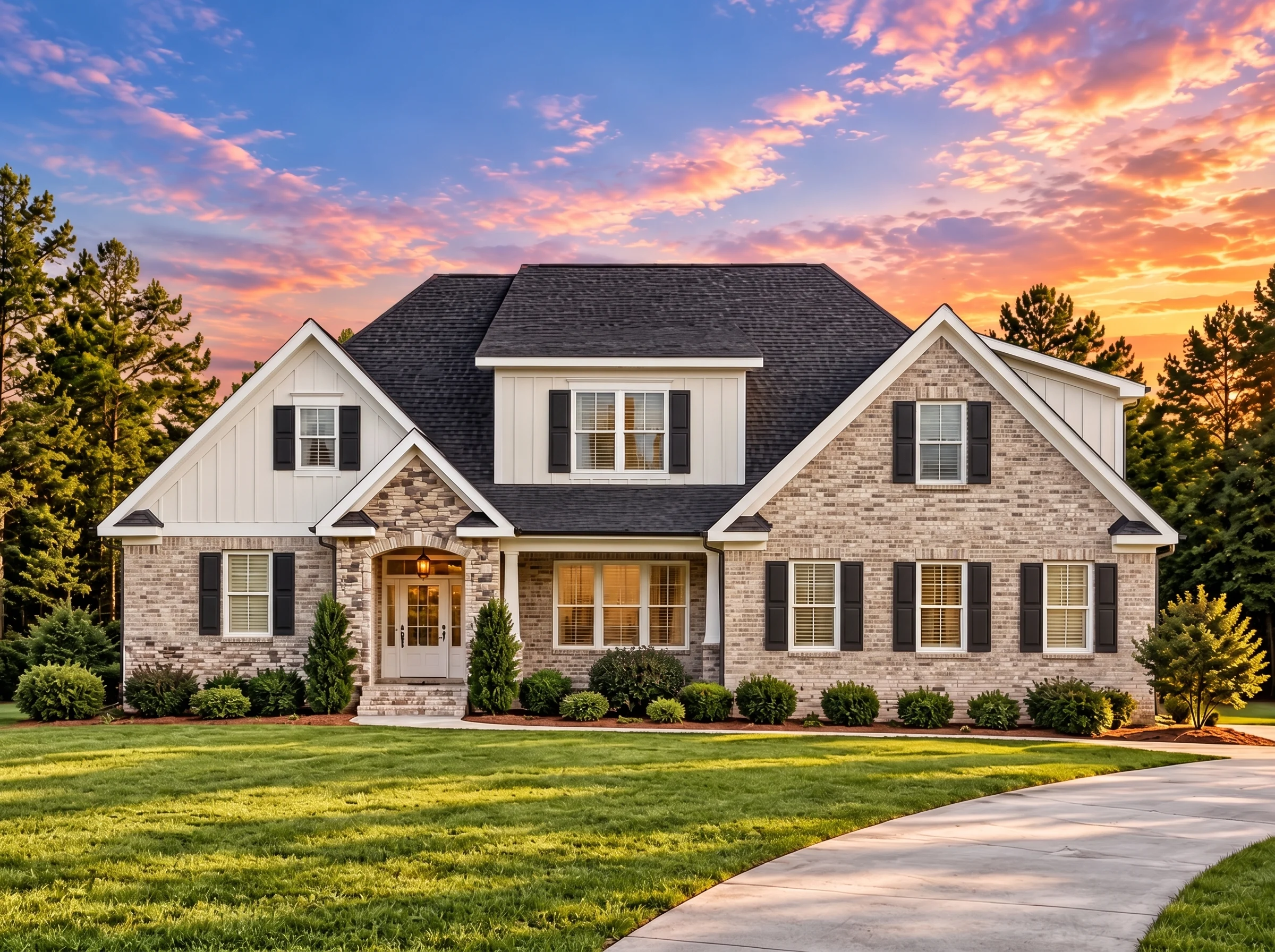 Plan  12-2743 – Aster Glen Haven |  Modern Farmhouse – 4-Bed, 3.5-Bath, 3,036 SF - Natural Brick, AI-generated exterior concept