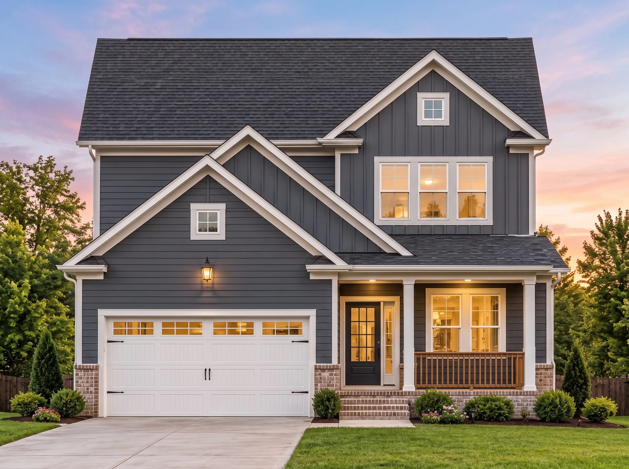 Plan  12-2802 – Fern Hill Residence  | Traditional Craftsman – 4-Bed, 2.5-Bath, 2,470 SF - Warm Charcoal, AI-generated exterior concept