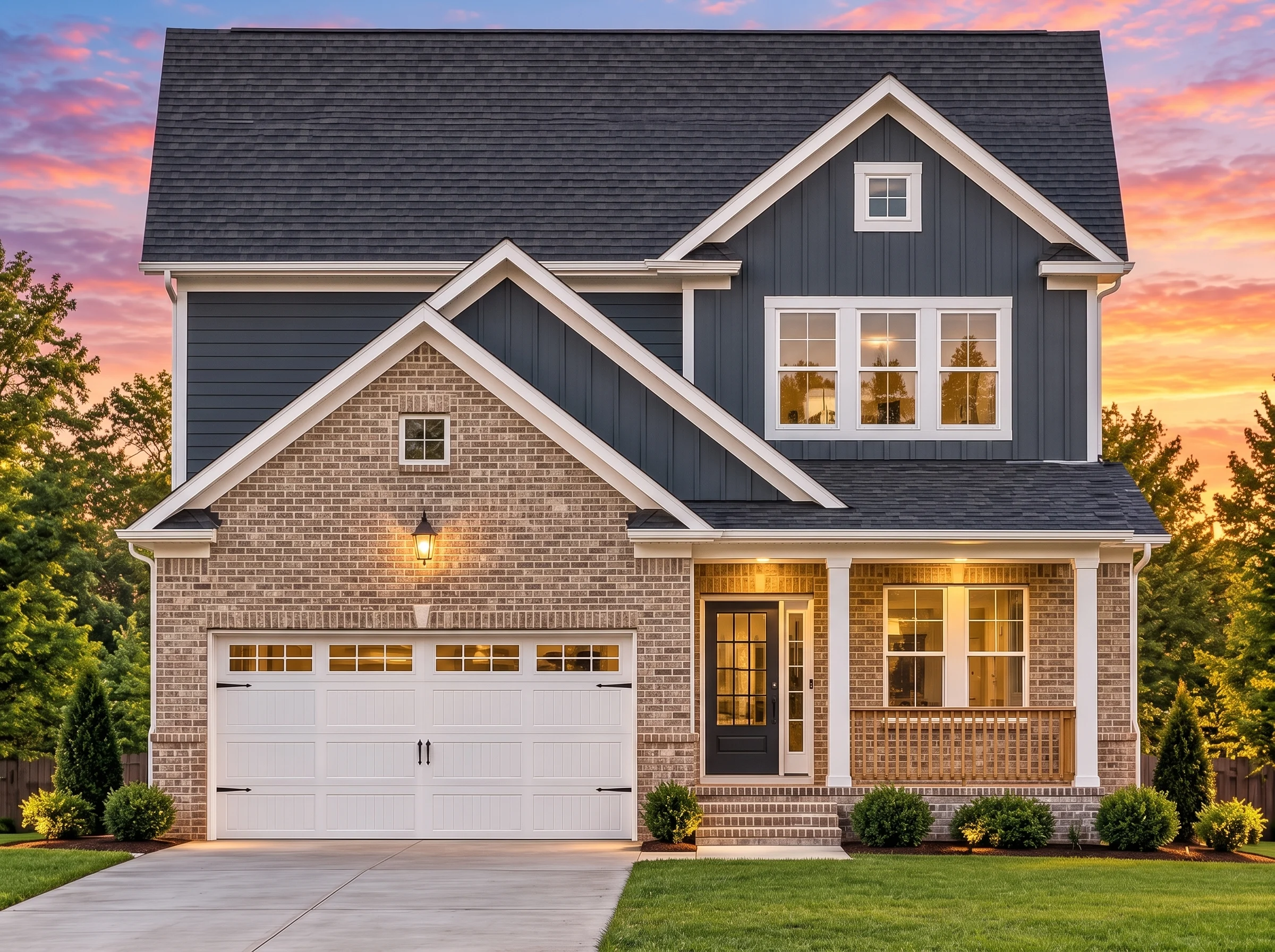 Plan  12-2802 – Fern Hill Residence  | Traditional Craftsman – 4-Bed, 2.5-Bath, 2,470 SF - Natural Brick, AI-generated exterior concept