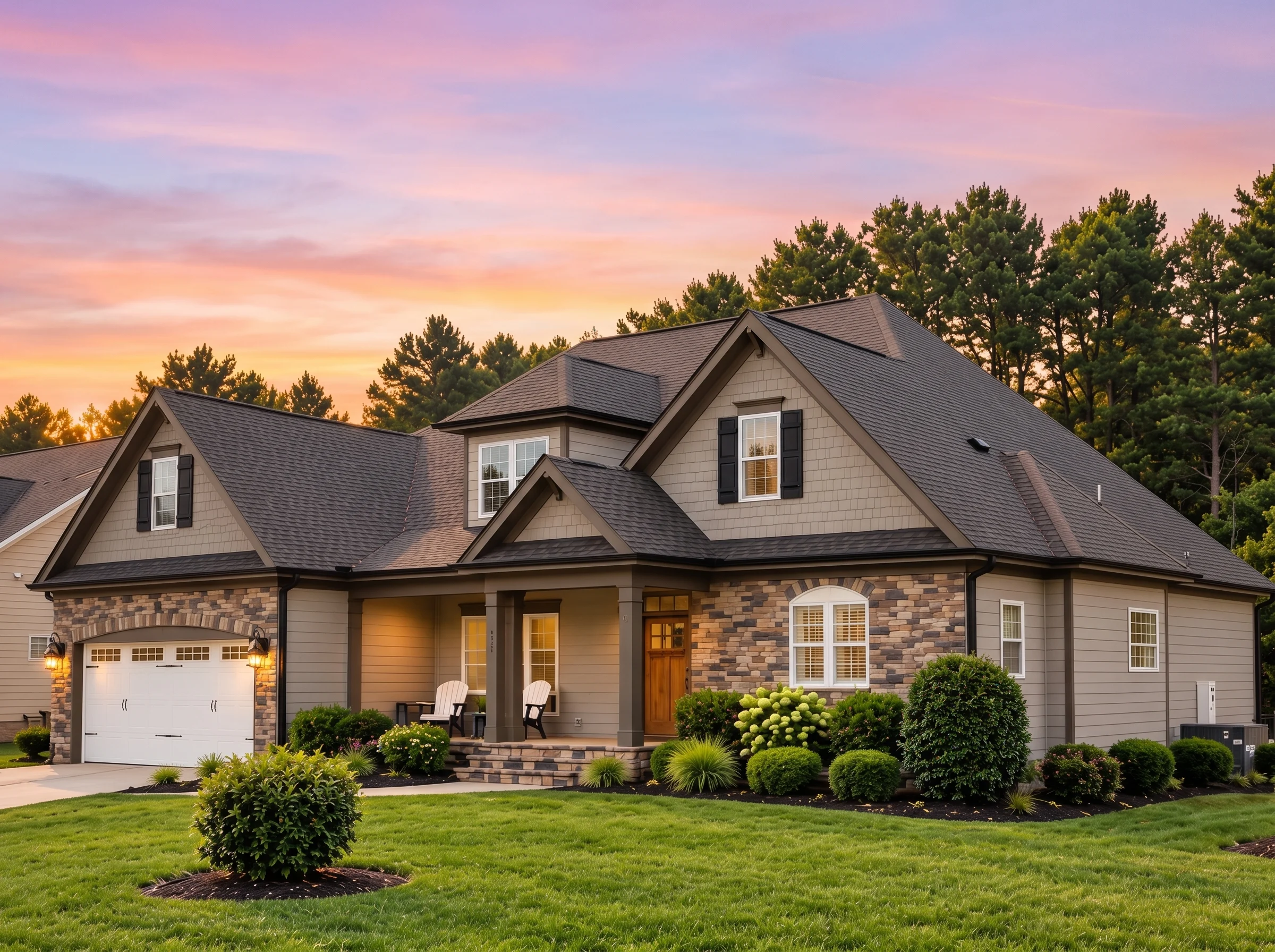 Plan  12-2791 – Hawthorn View | New  American – 4-Bed, 3.5-Bath, 2,933 SF - Mushroom Taupe, AI-generated exterior concept