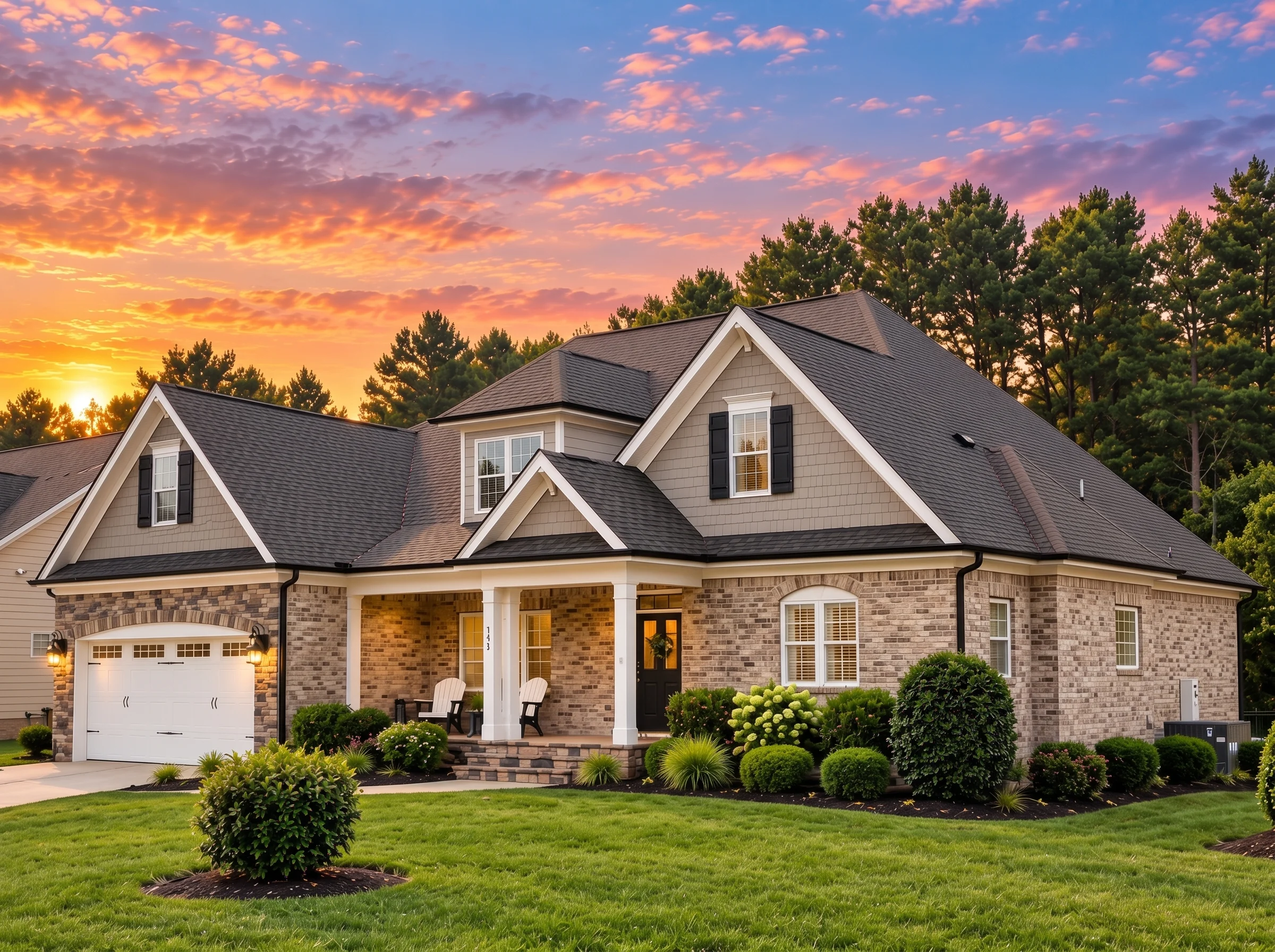 Plan  12-2791 – Hawthorn View | New  American – 4-Bed, 3.5-Bath, 2,933 SF - Natural Brick, AI-generated exterior concept
