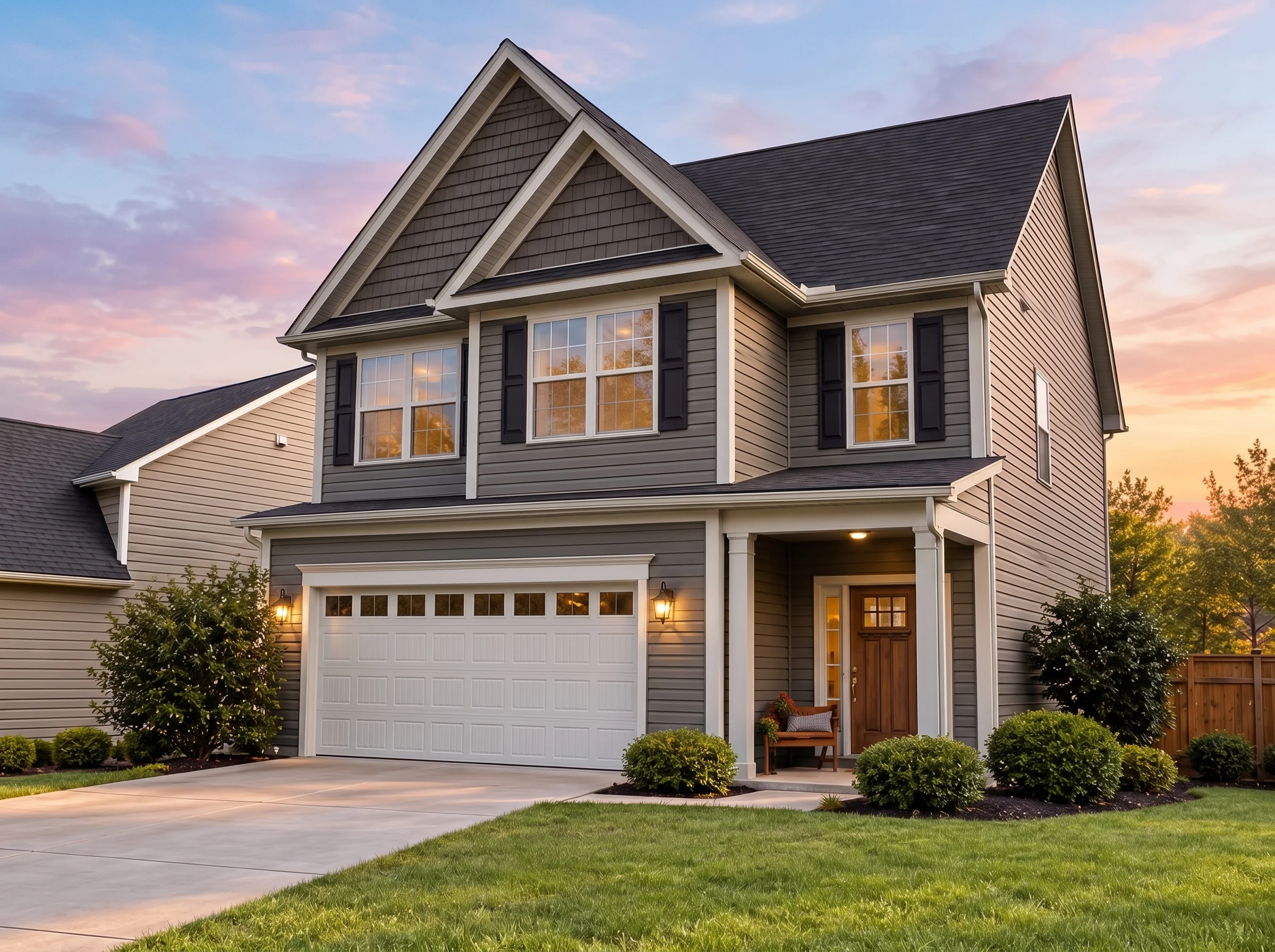 Plan  12-2761 – Auburn Point Homestead  | New American – 3-Bed, 3.5-Bath, 1,798 SF - Warm Charcoal, AI-generated exterior concept