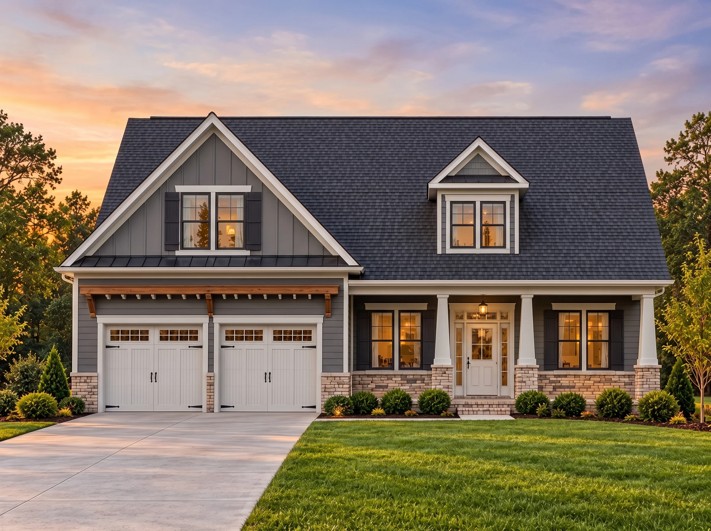 Plan  12-3333 – Wave Retreat |  Traditional – 3-Bed, 2-Bath, 2,006 SF - Warm Charcoal, AI-generated exterior concept