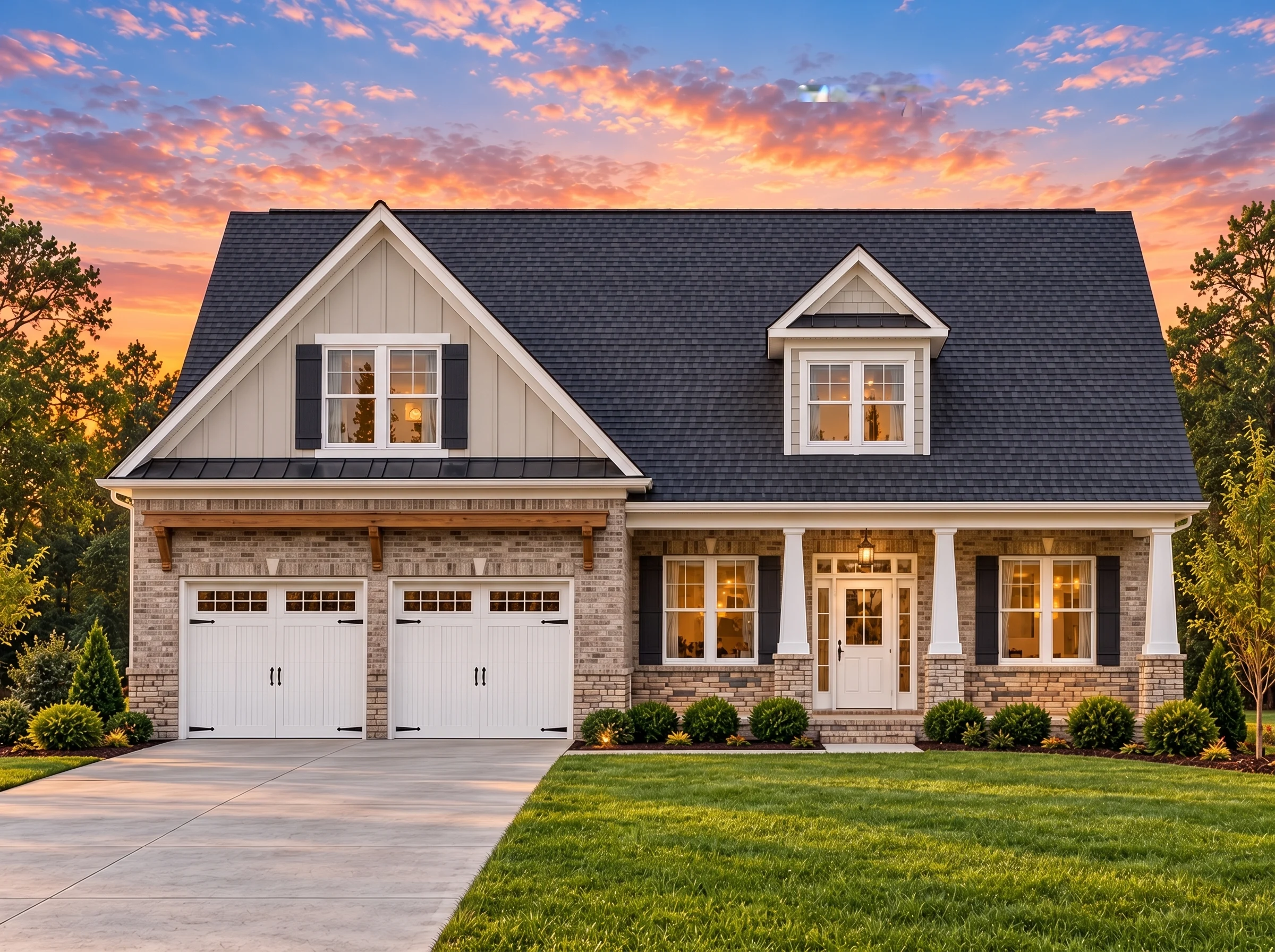Plan  12-3333 – Wave Retreat |  Traditional – 3-Bed, 2-Bath, 2,006 SF - Natural Brick, AI-generated exterior concept
