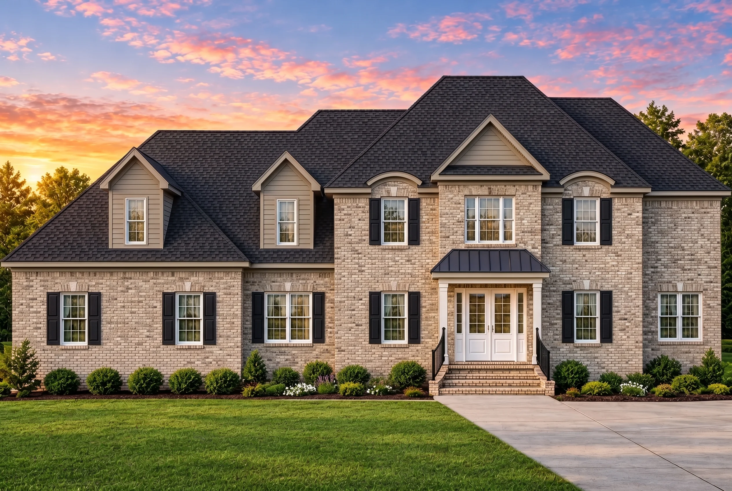 Plan  12-2988 – Rise Estate |  Colonial – 4-Bed, 3-Bath, 3,350 SF - Natural Brick, AI-generated exterior concept