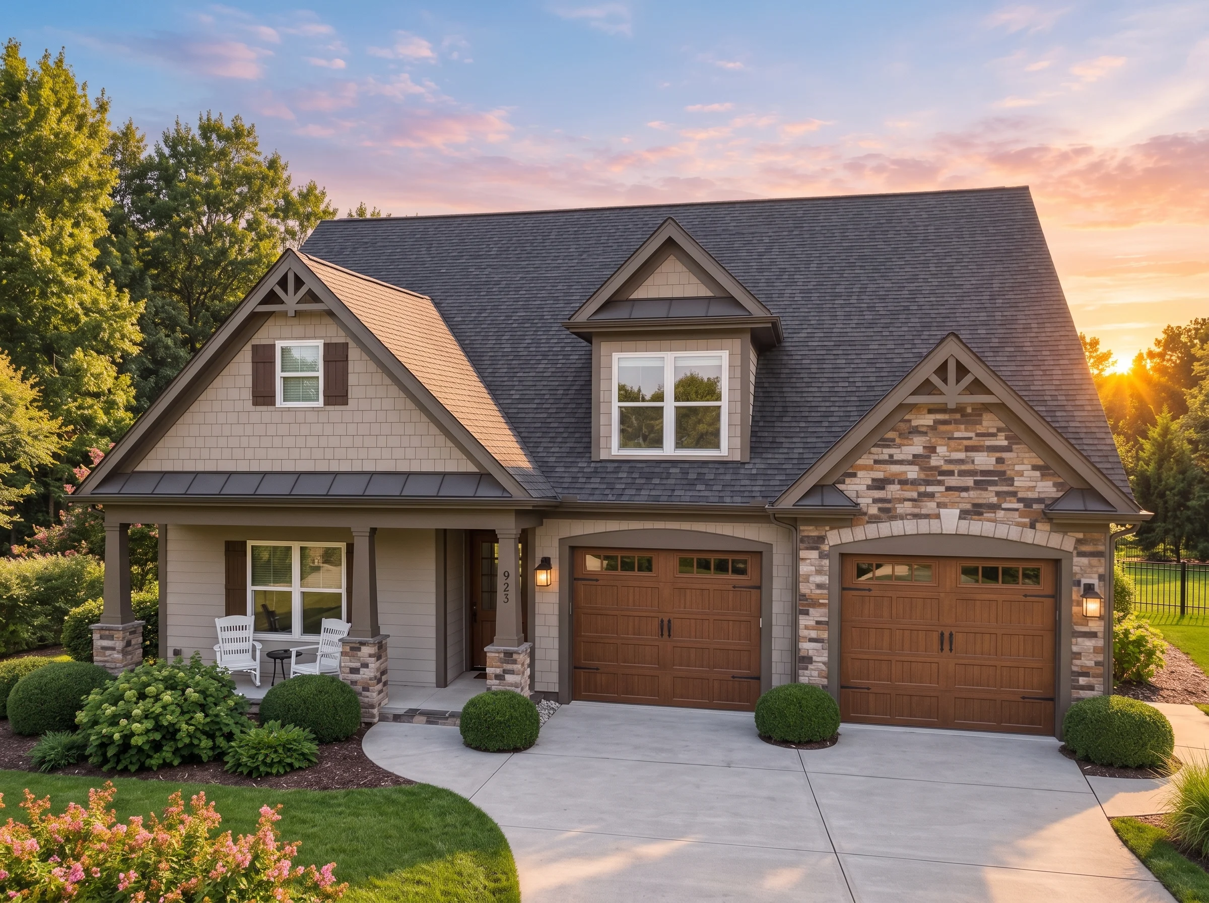 Plan  12-2954 – Lumina Loft |  Traditional Craftsman – 4-Bed, 3.5-Bath, 3,311 SF - Mushroom Taupe, AI-generated exterior concept