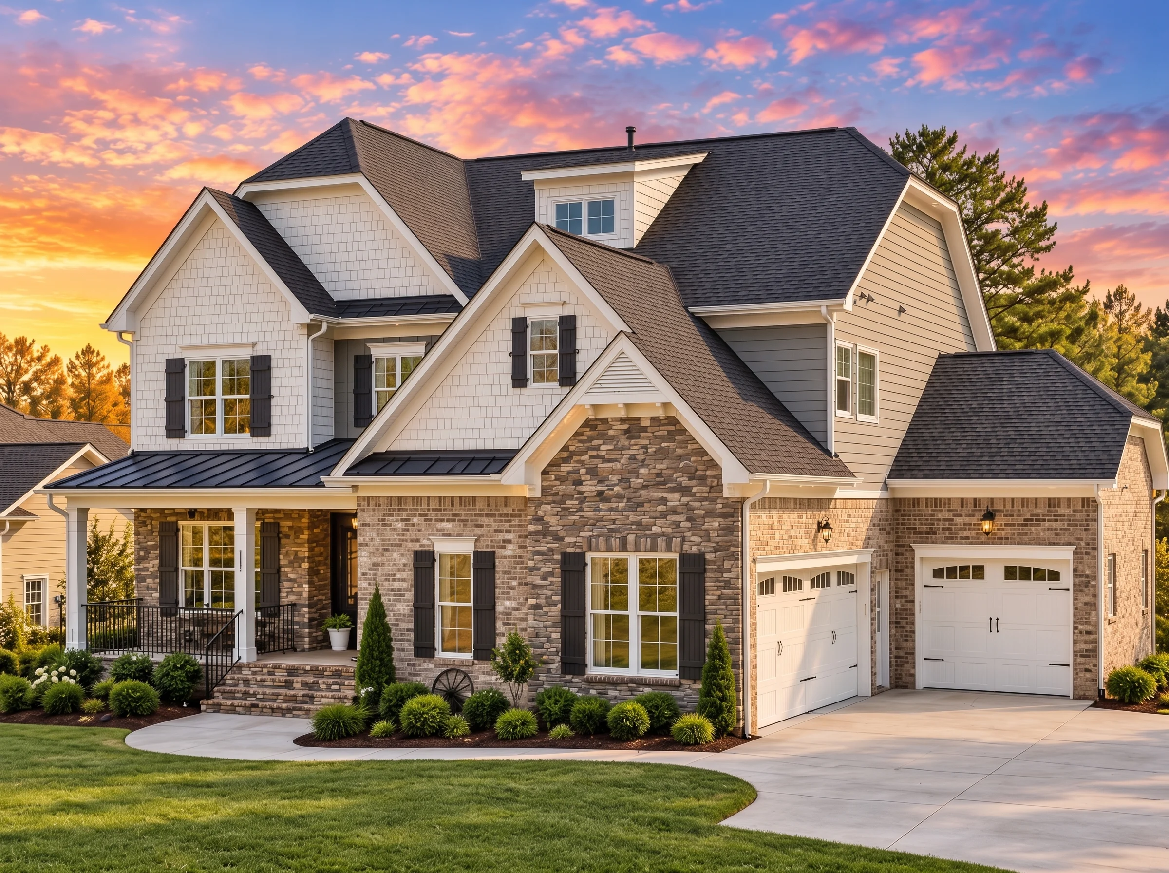 Plan  12-2943 – Aster River Haven |  New American – 5-Bed, 5-Bath, 4,306 SF - Natural Brick, AI-generated exterior concept