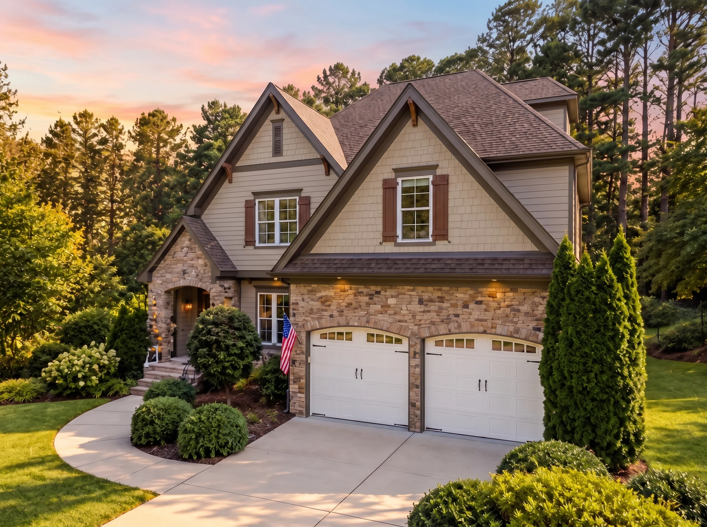 Plan  12-2930 – Vigor Retreat | New  American – 4-Bed, 4-Bath, 2,806 SF - Mushroom Taupe, AI-generated exterior concept