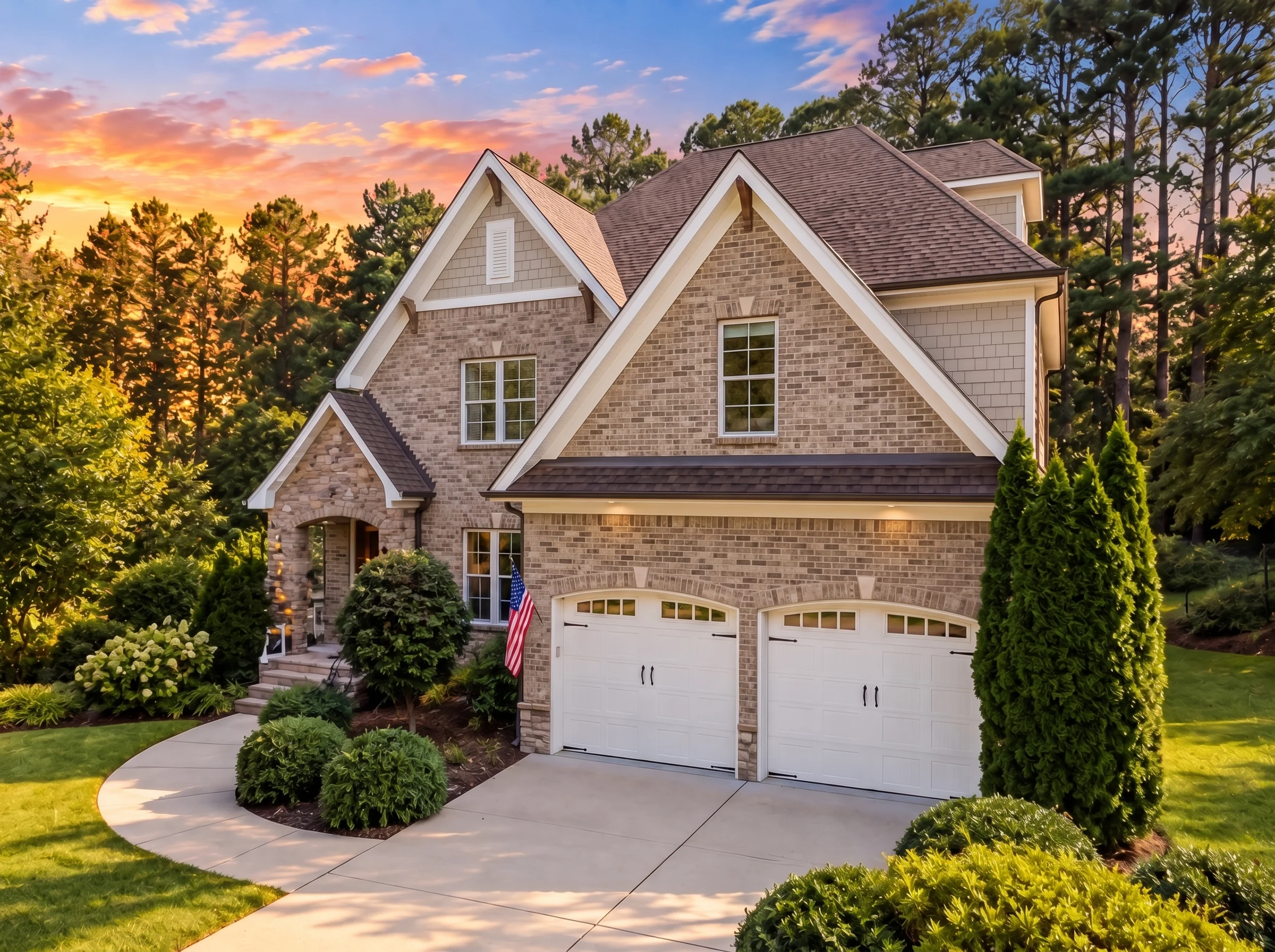 Plan  12-2930 – Vigor Retreat | New  American – 4-Bed, 4-Bath, 2,806 SF - Natural Brick, AI-generated exterior concept