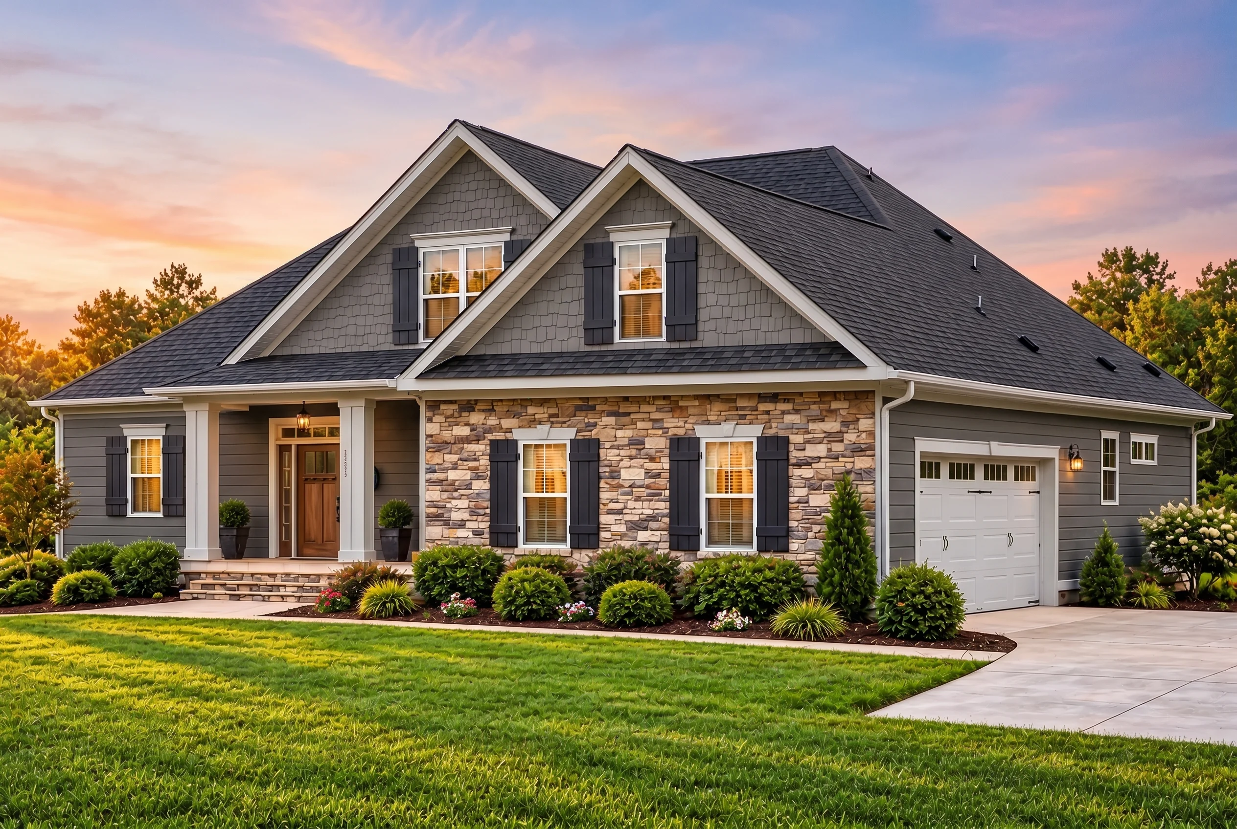 Plan  12-2881 – Chestnut Ridge House  | Craftsman – 4-Bed, 3-Bath, 2,611 SF - Warm Charcoal, AI-generated exterior concept