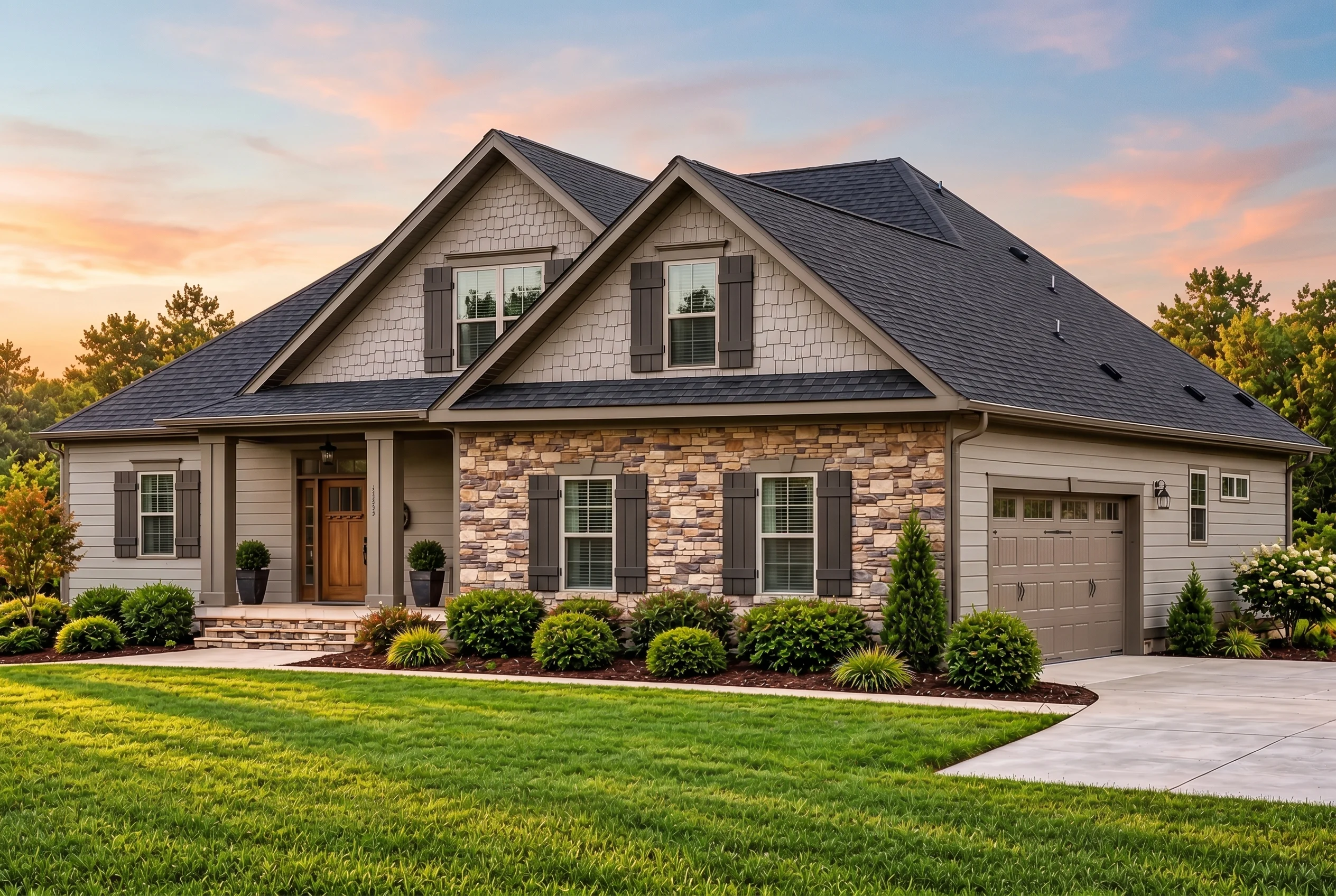 Plan  12-2881 – Chestnut Ridge House  | Craftsman – 4-Bed, 3-Bath, 2,611 SF - Mushroom Taupe, AI-generated exterior concept
