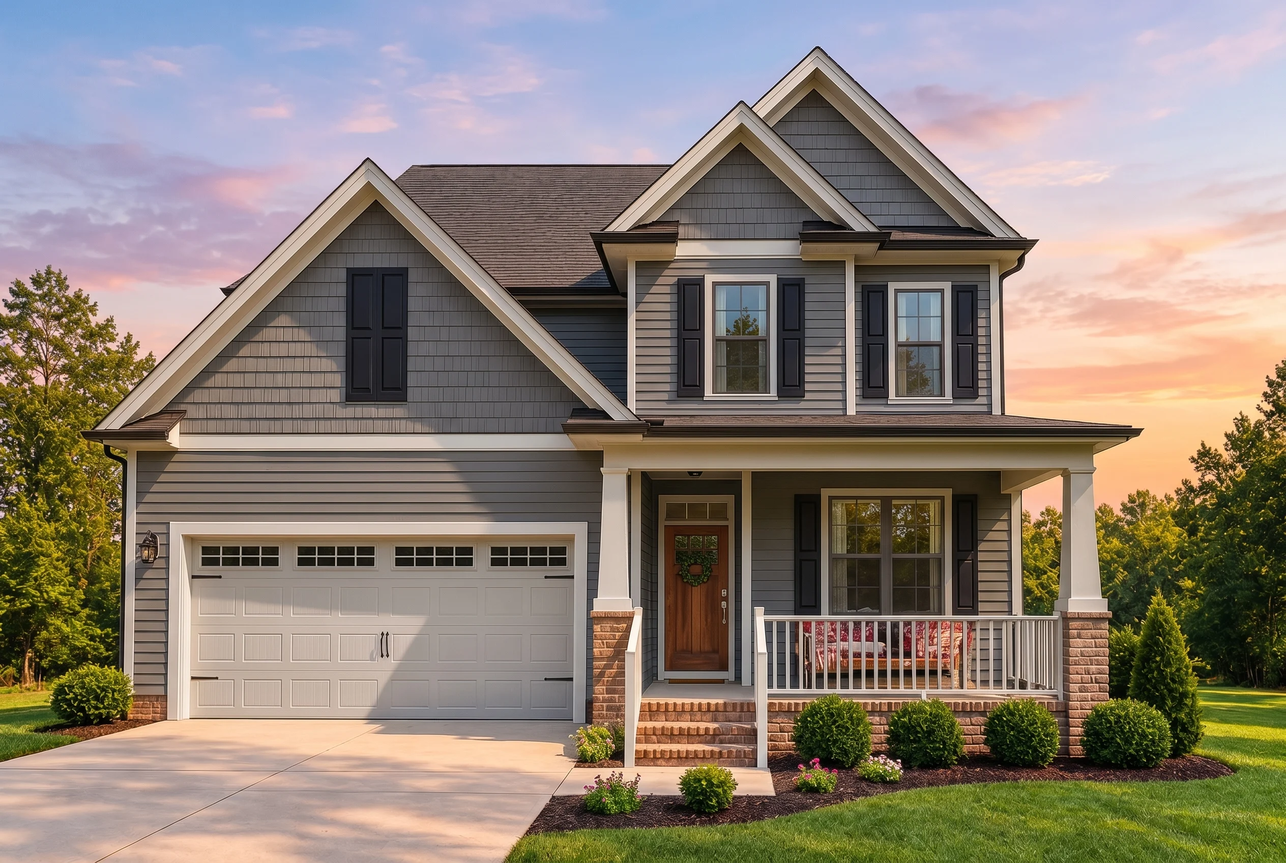 Plan  12-2854 – The Beeches | New  American – 4-Bed, 3.5-Bath, 2,283 SF - Warm Charcoal, AI-generated exterior concept