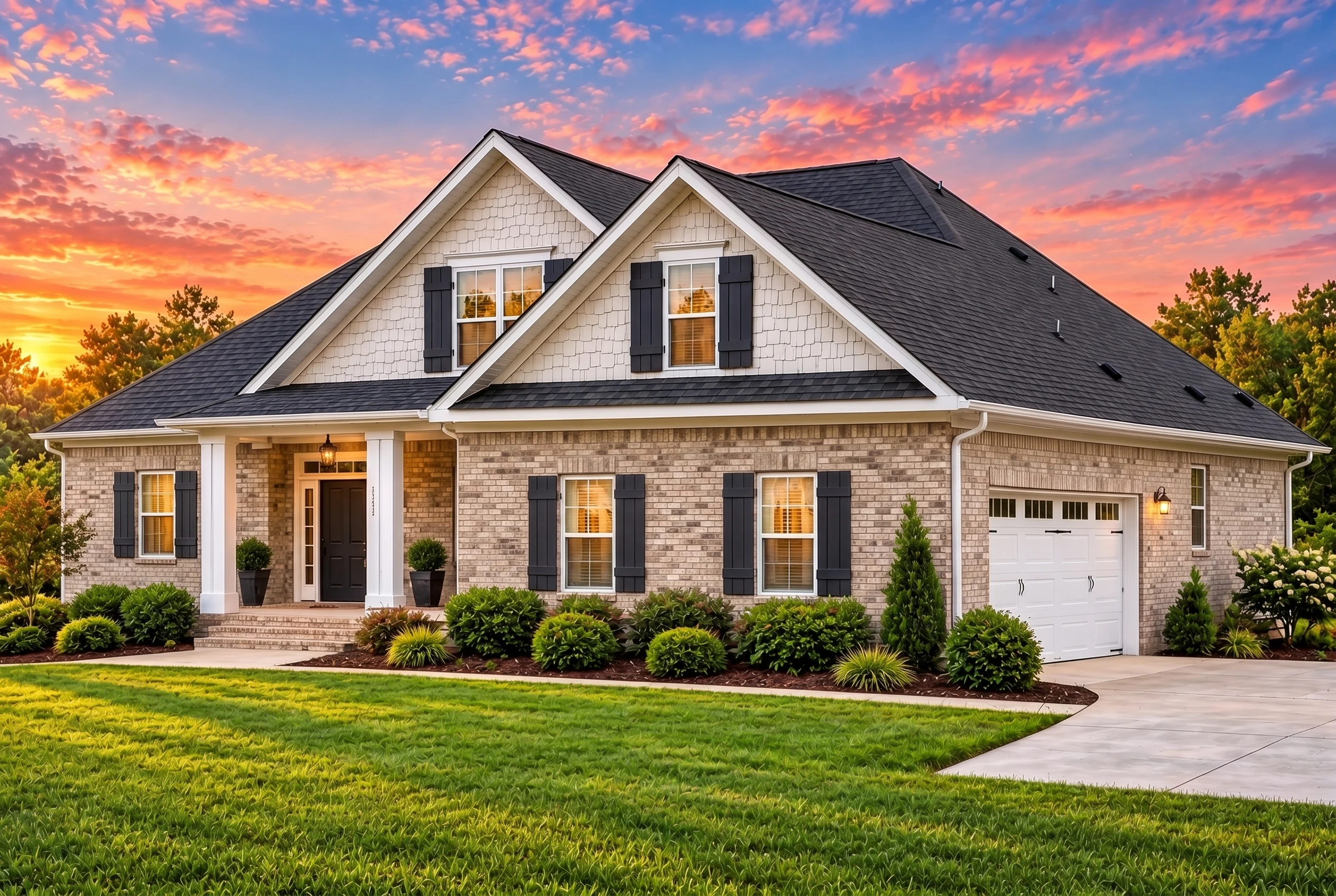 Plan  12-2881 – Chestnut Ridge House  | Craftsman – 4-Bed, 3-Bath, 2,611 SF - Natural Brick, AI-generated exterior concept