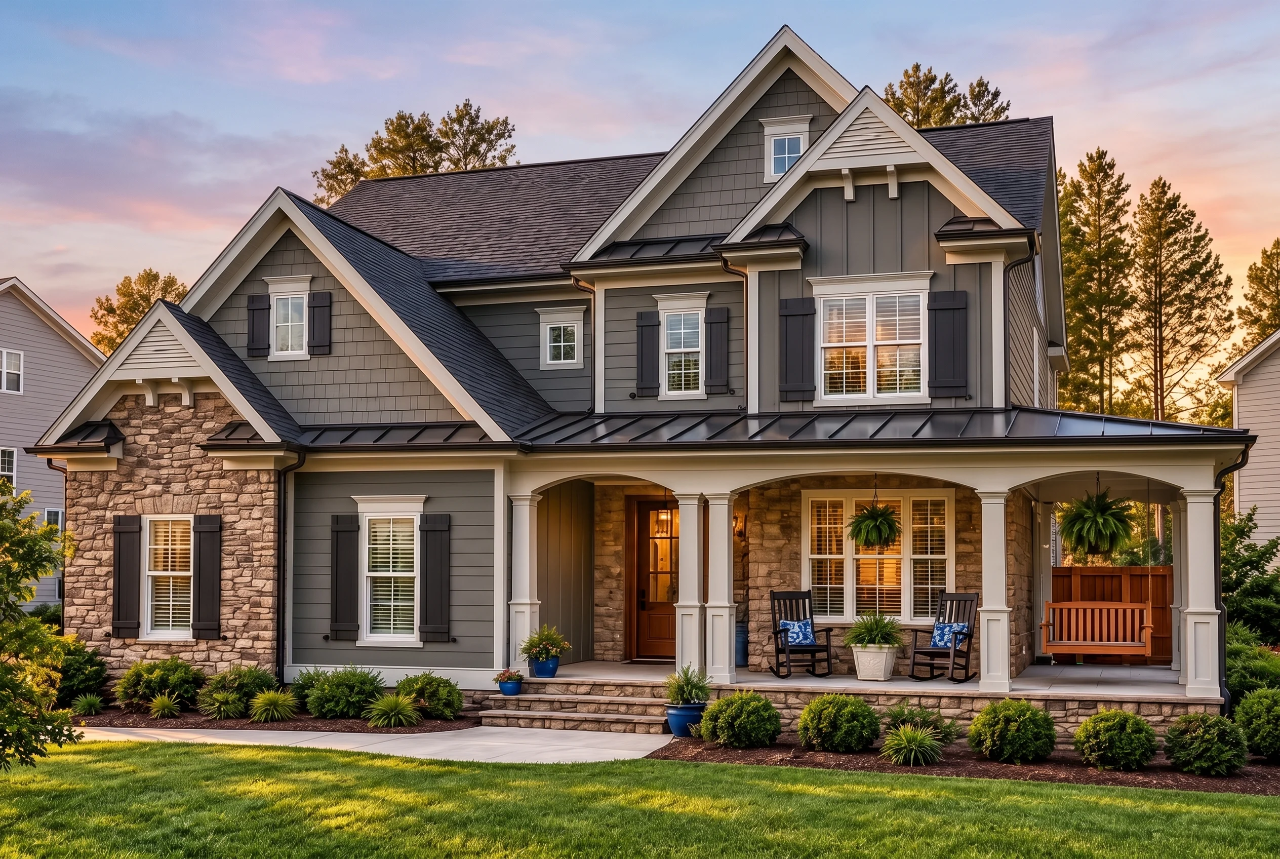 Plan  12-2839 – Pact Manor |  Craftsman – 4-Bed, 3-Bath, 2,803 SF - Warm Charcoal, AI-generated exterior concept