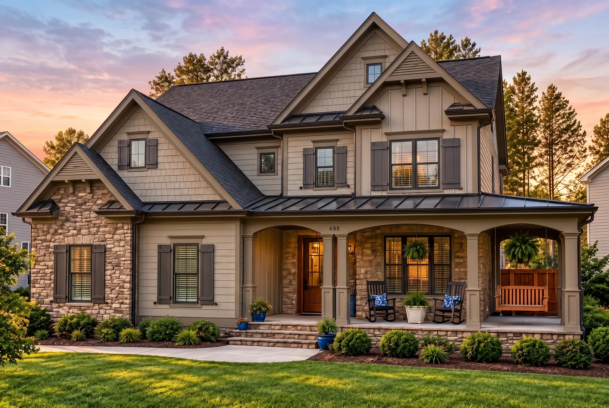Plan  12-2839 – Pact Manor |  Craftsman – 4-Bed, 3-Bath, 2,803 SF - Mushroom Taupe, AI-generated exterior concept