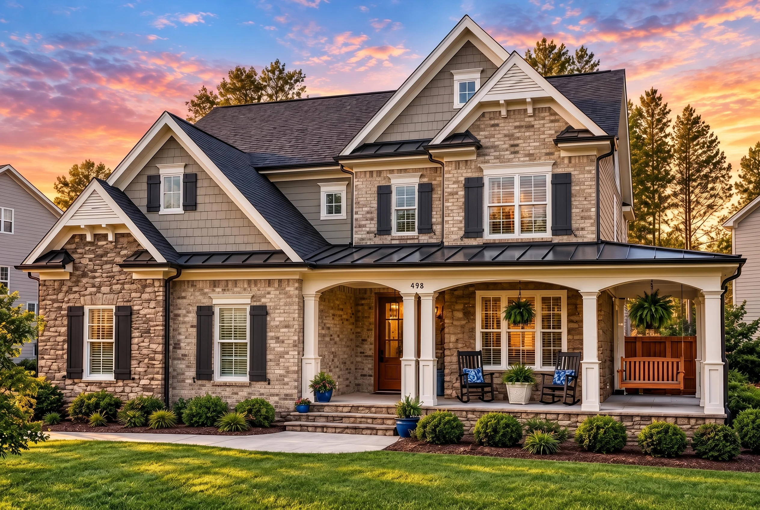 Plan  12-2839 – Pact Manor |  Craftsman – 4-Bed, 3-Bath, 2,803 SF - Natural Brick, AI-generated exterior concept