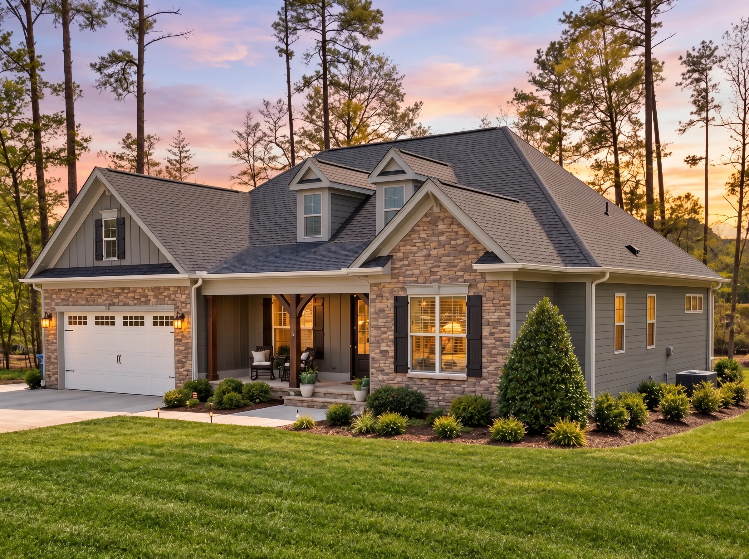 Plan  13-1303 – Role House |  Craftsman – 4-Bed, 3-Bath, 3,366 SF - Warm Charcoal, AI-generated exterior concept