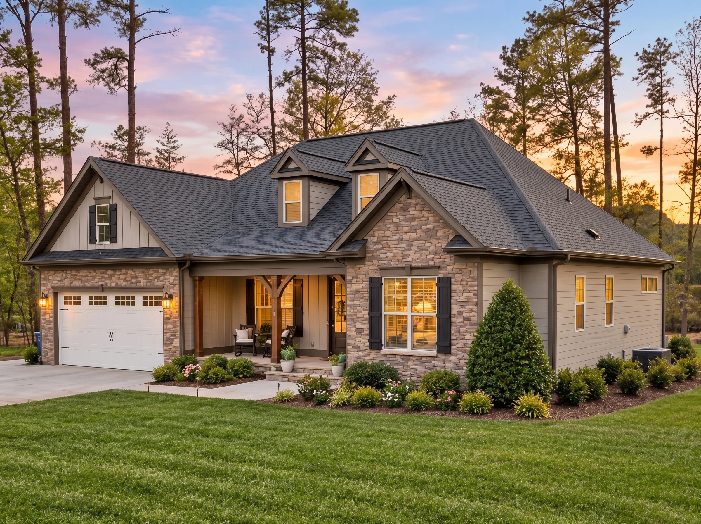 Plan  13-1303 – Role House |  Craftsman – 4-Bed, 3-Bath, 3,366 SF - Mushroom Taupe, AI-generated exterior concept