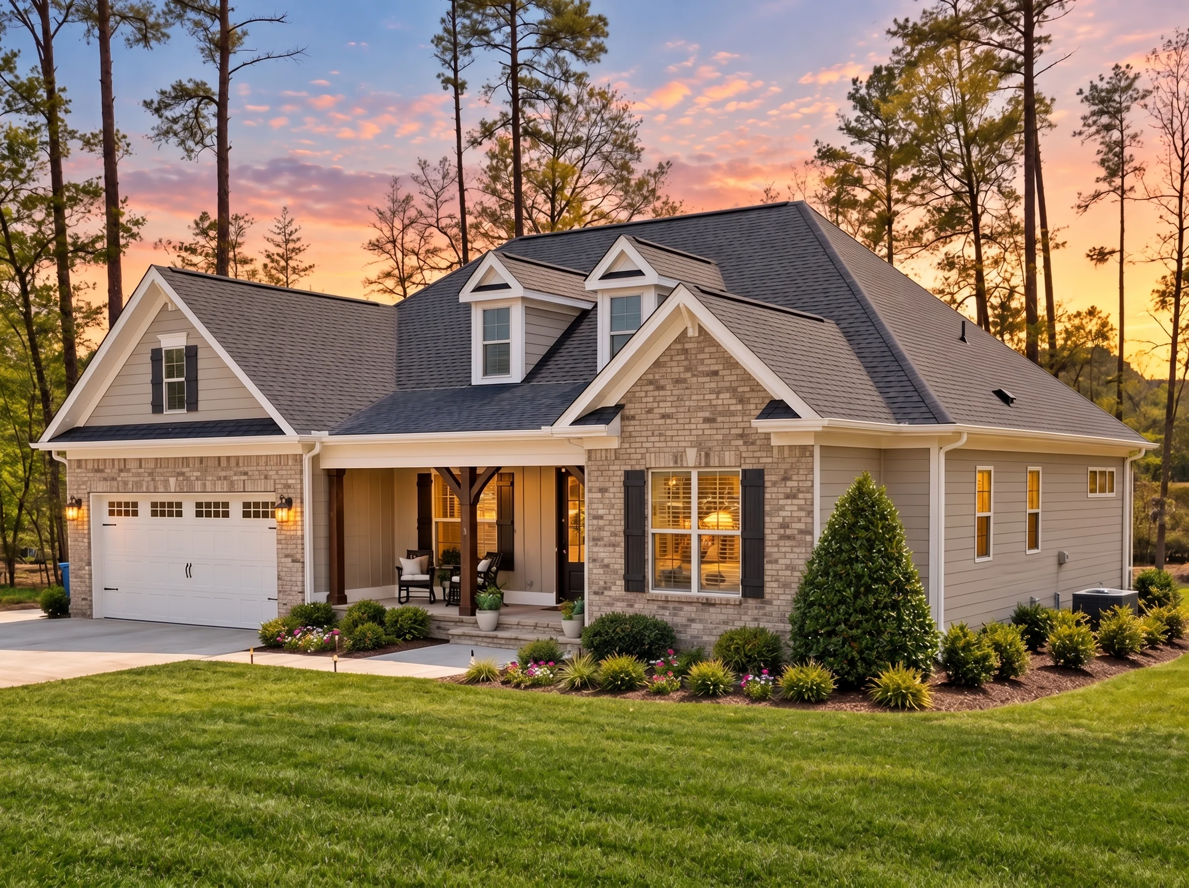 Plan  13-1303 – Role House |  Craftsman – 4-Bed, 3-Bath, 3,366 SF - Natural Brick, AI-generated exterior concept