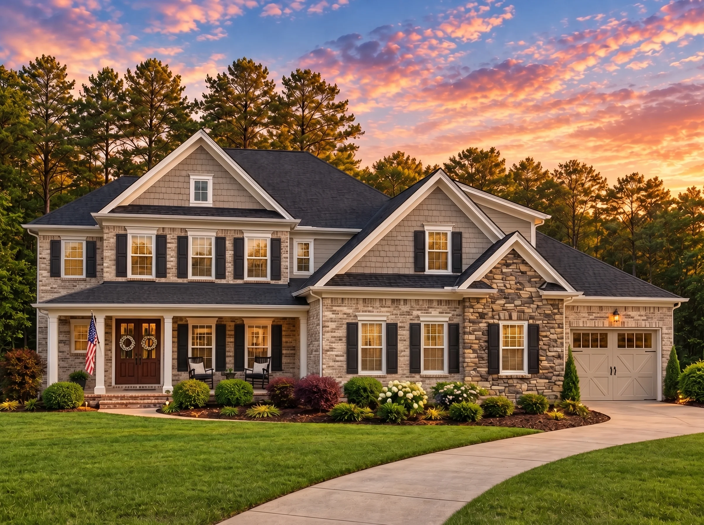 Plan  13-1270 – Fern Point Manor |  Traditional Colonial – 4-Bed, 4-Bath, 3,363 SF - Natural Brick, AI-generated exterior concept