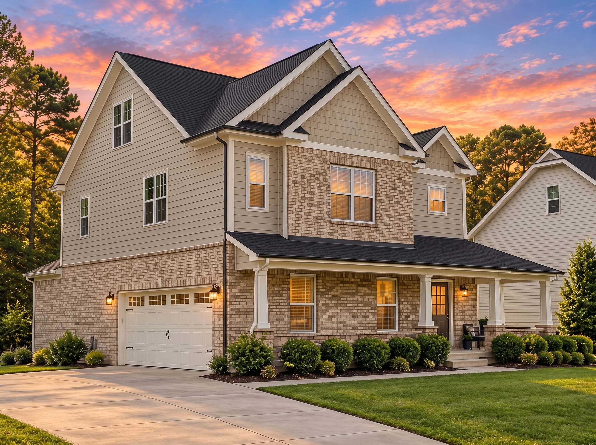 Plan  13-1246 – Action House | New  American – 4-Bed, 3.5-Bath, 2,680 SF - Natural Brick, AI-generated exterior concept