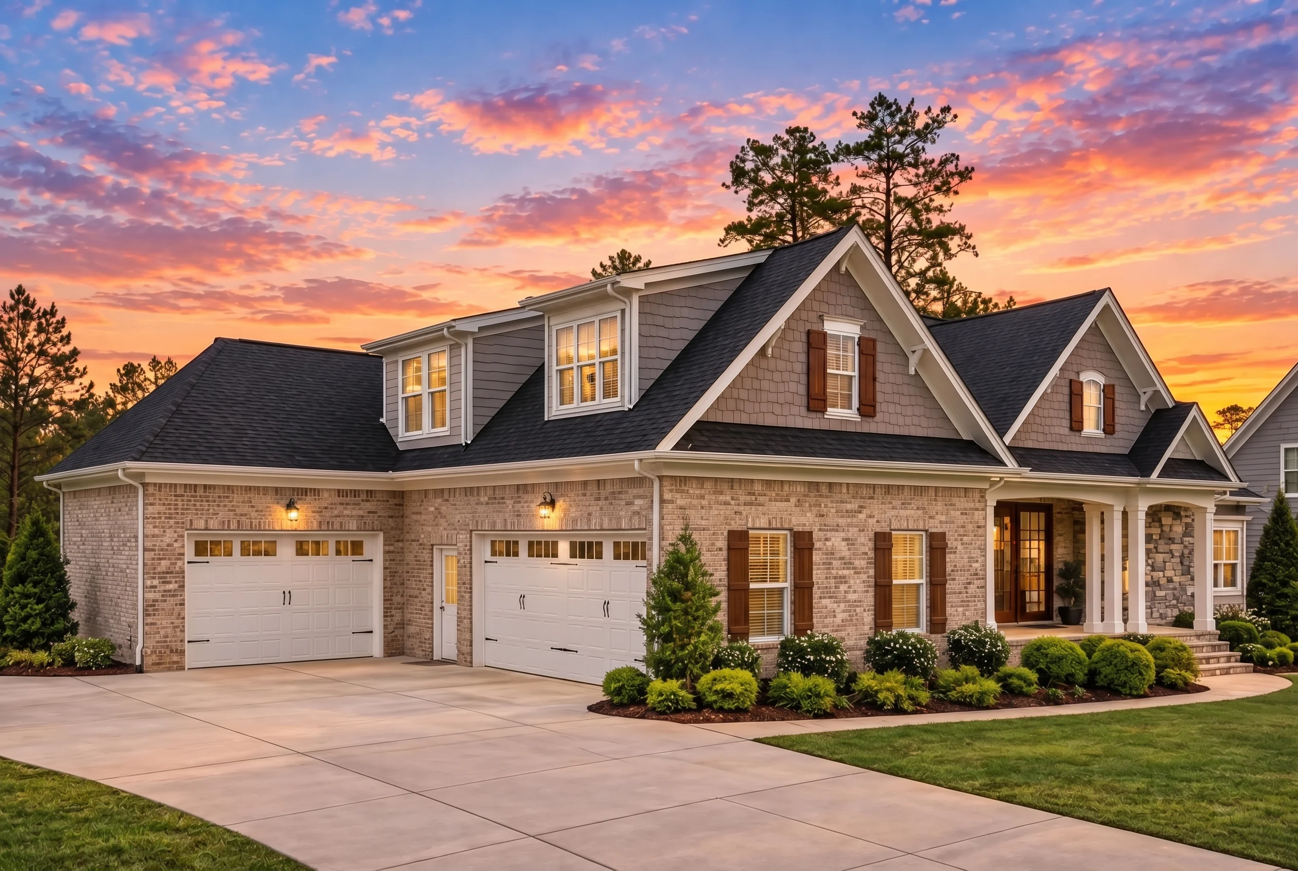 Plan  13-1238 – Aster Bluff Cottage  | Traditional Ranch – 4-Bed, 3-Bath, 3,430 SF - Natural Brick, AI-generated exterior concept