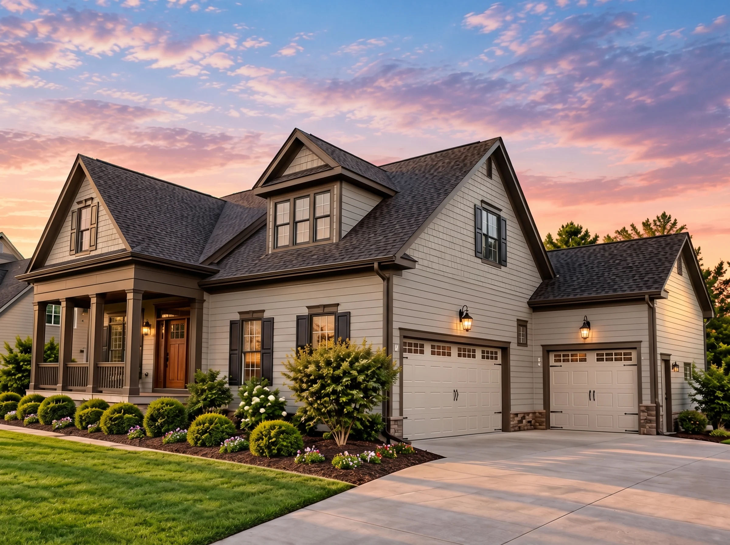 Plan  13-1237 – Abalone Manor | Cape  Cod – 4-Bed, 4-Bath, 3,343 SF - Mushroom Taupe, AI-generated exterior concept