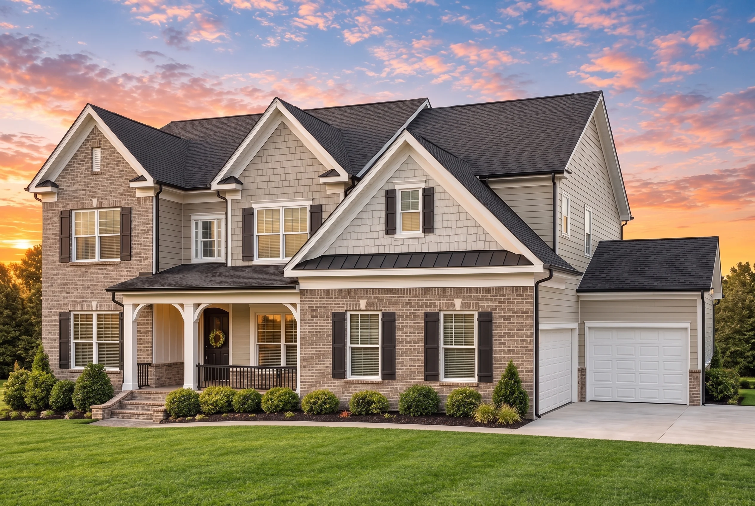 Plan  13-1188 – Manor Retreat | New  American – 6-Bed, 5-Bath, 5,086 SF - Natural Brick, AI-generated exterior concept