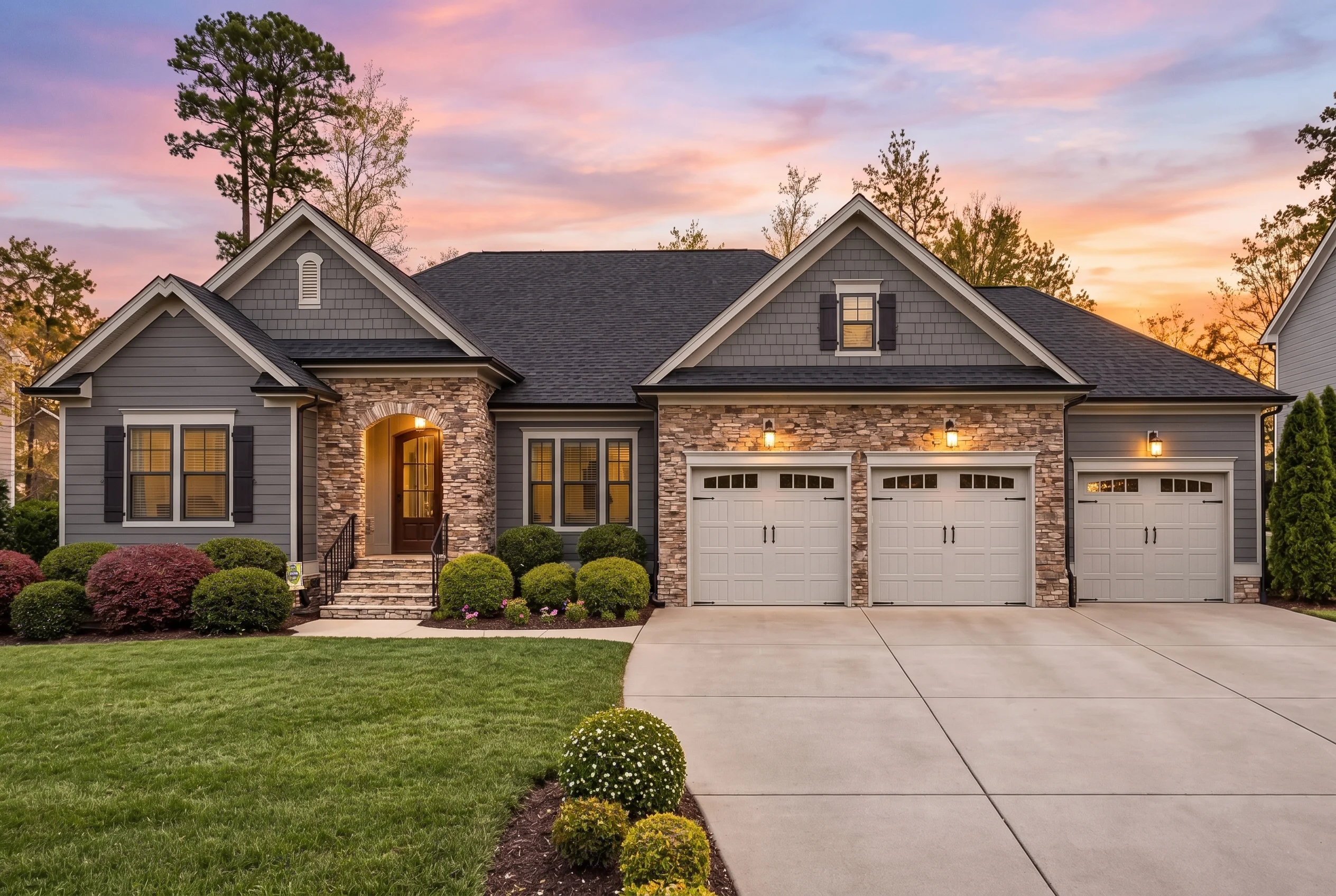 Plan  13-1173 – Aster Summit Haven |  New American – 4-Bed, 3-Bath, 2,692 SF - Warm Charcoal, AI-generated exterior concept