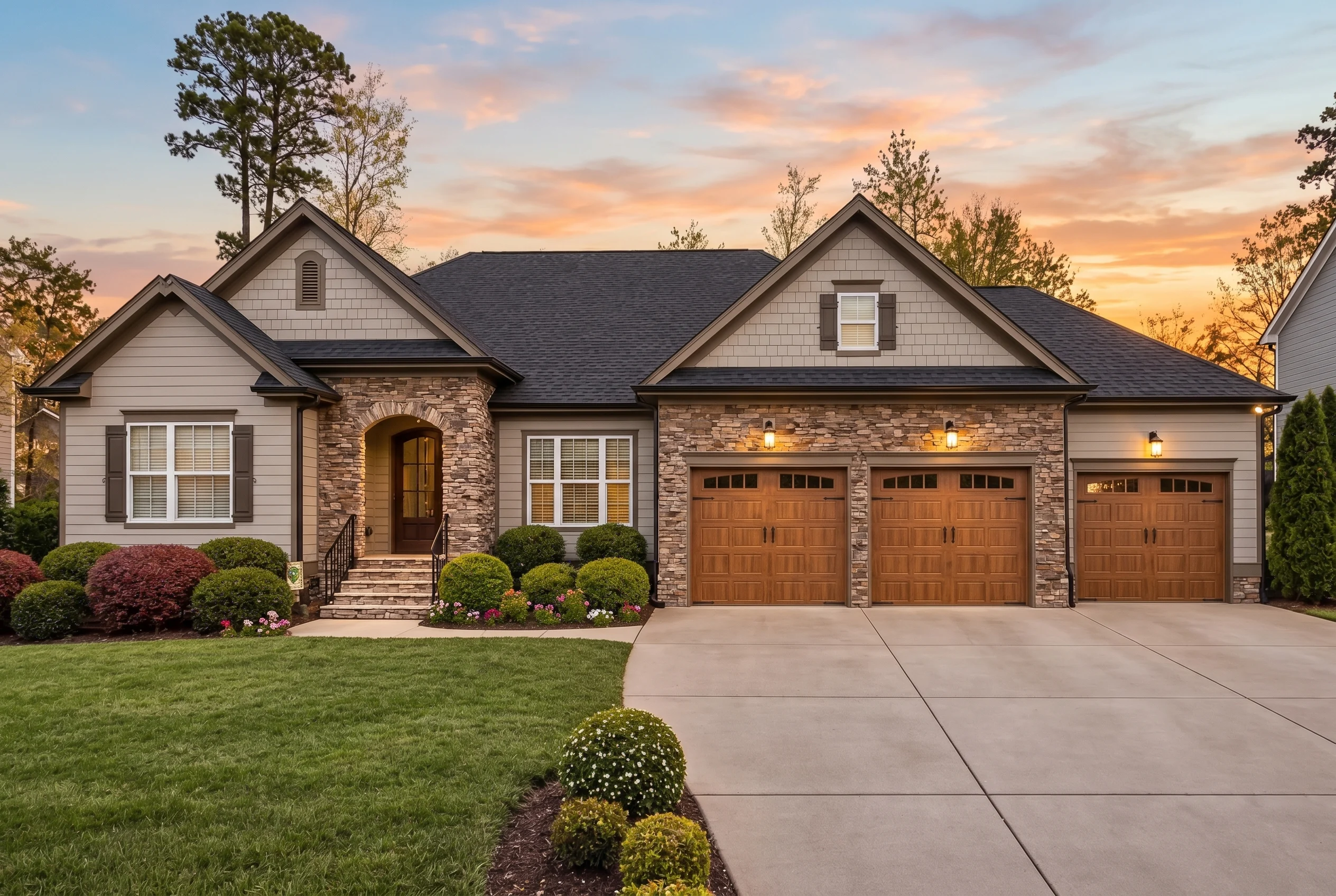 Plan  13-1173 – Aster Summit Haven |  New American – 4-Bed, 3-Bath, 2,692 SF - Mushroom Taupe, AI-generated exterior concept