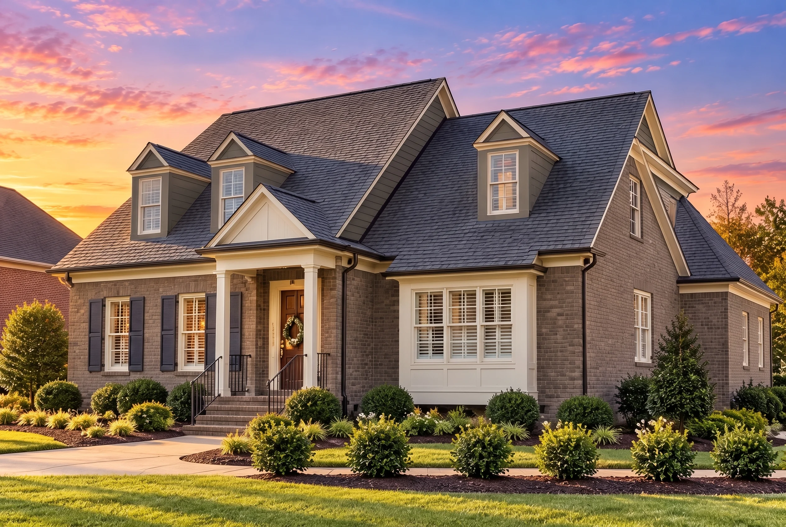 Plan  13-1161 – Breeze Manor | Cape  Cod – 4-Bed, 3.5-Bath, 3,494 SF - Warm Charcoal, AI-generated exterior concept