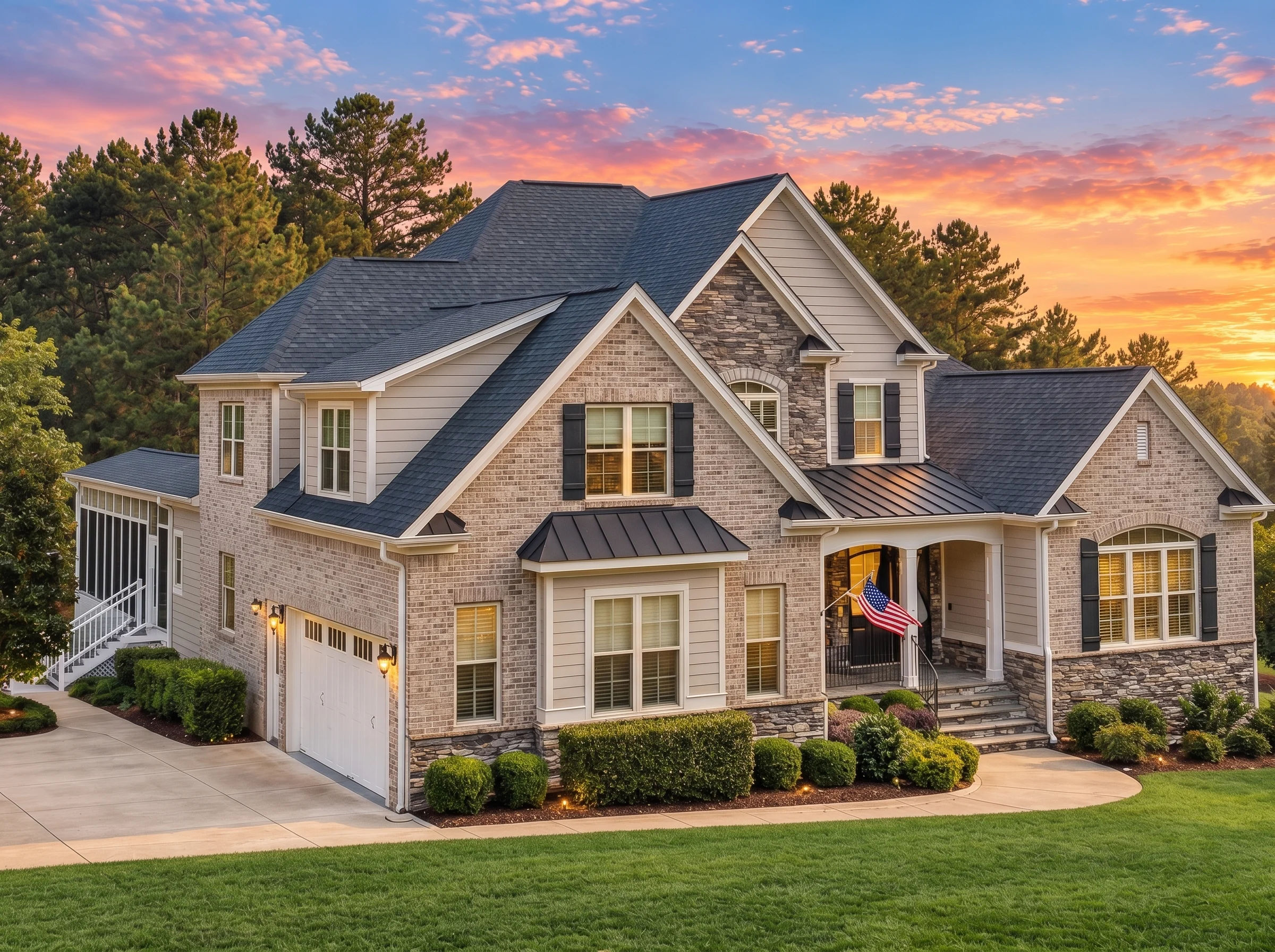 Plan  13-1064 – Louisiana Bayou |  New American – 4-Bed, 4.5-Bath, 3,644 SF - Natural Brick, AI-generated exterior concept