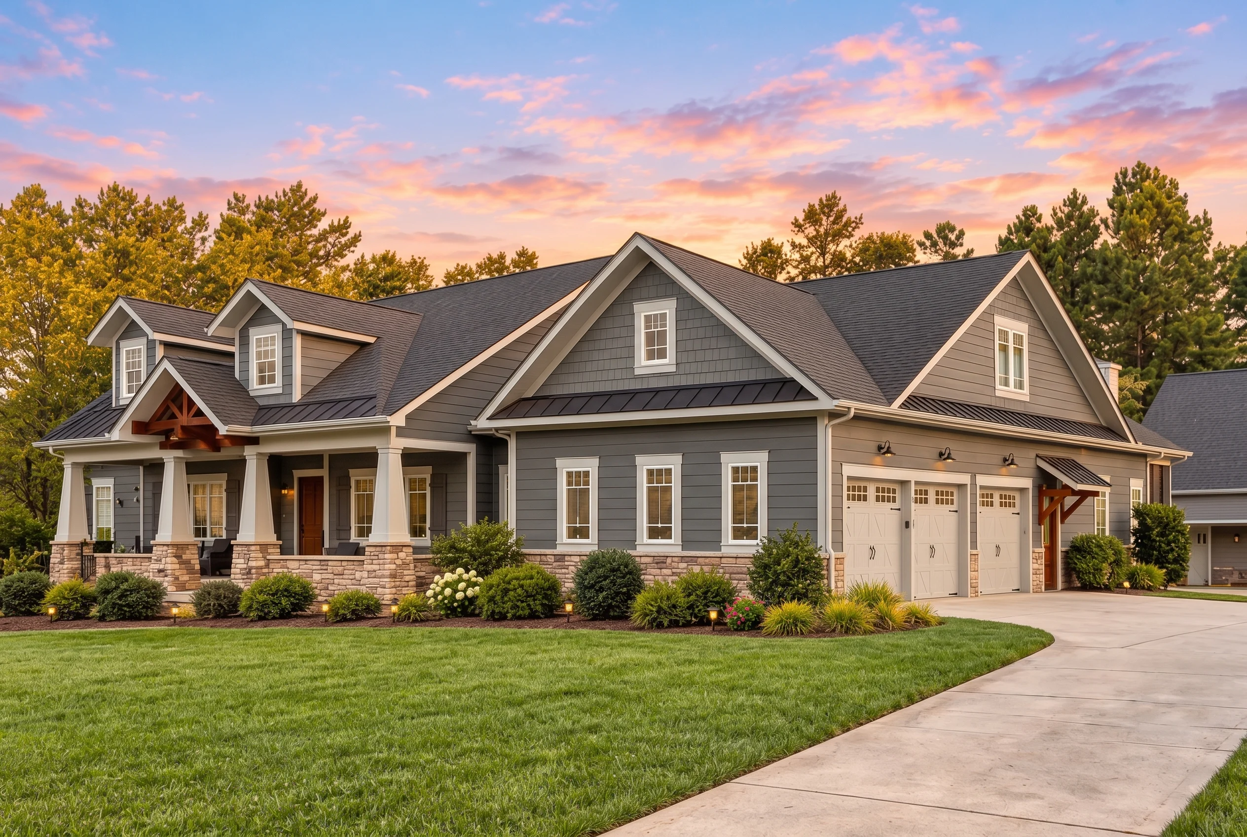 Plan  13-1065 – Berkshire Cabin |  New American – 4-Bed, 5-Bath, 4,167 SF - Warm Charcoal, AI-generated exterior concept