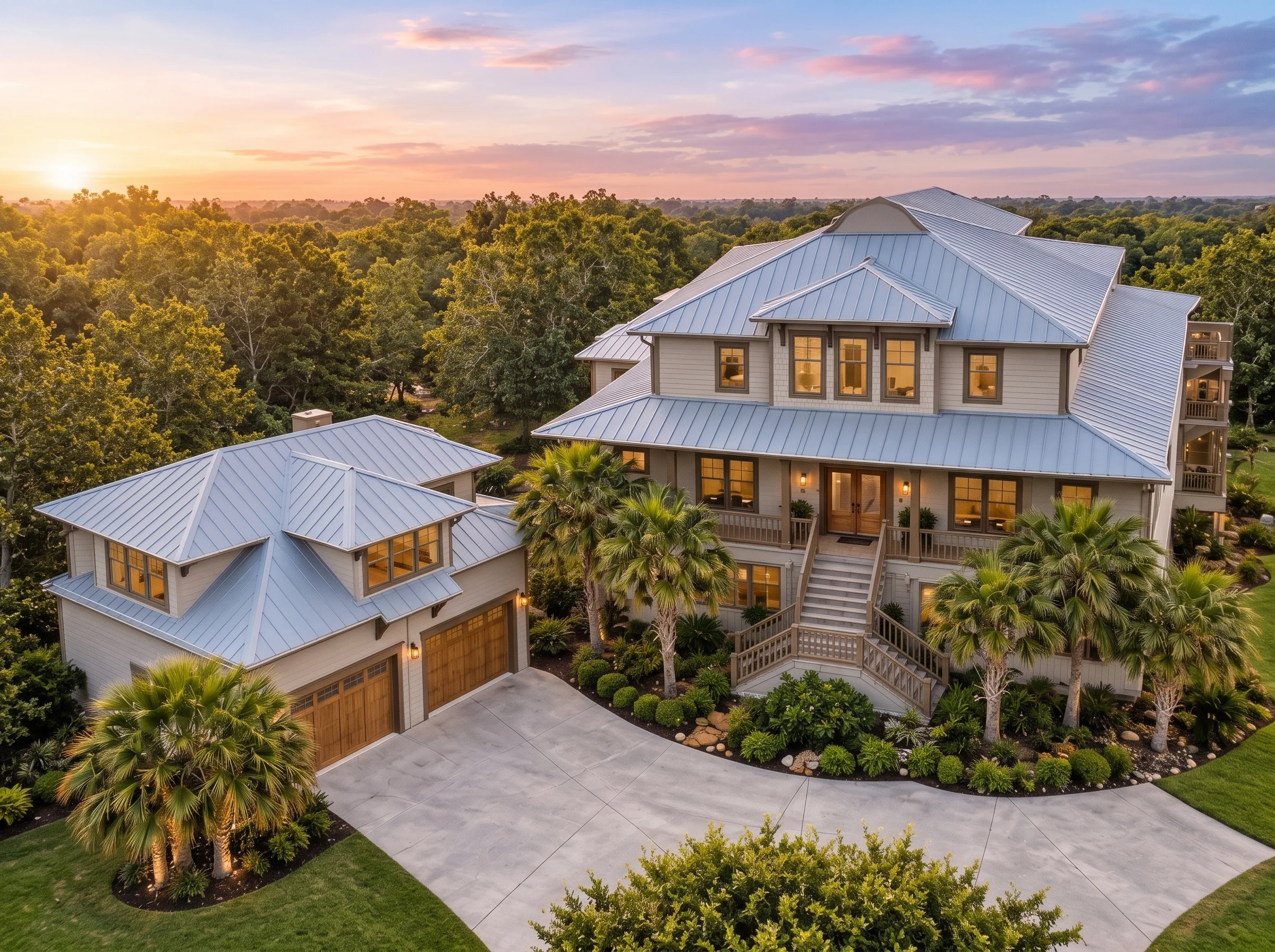 Plan  13-1139 – Teakwood Ridge Manor  | Coastal Traditional – 3-Bed, 2-Bath, 3,288 SF - Mushroom Taupe, AI-generated exterior concept