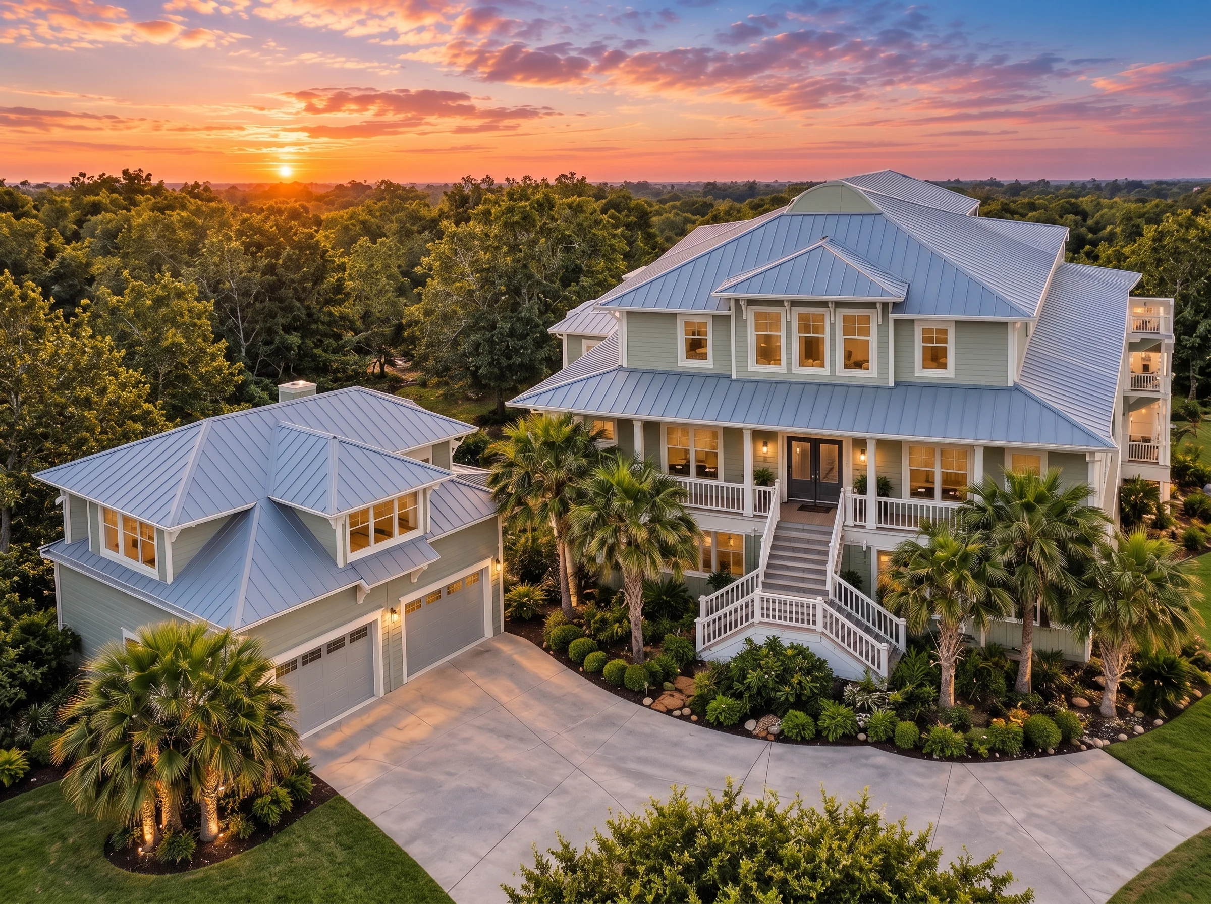 Plan  13-1139 – Teakwood Ridge Manor  | Coastal Traditional – 3-Bed, 2-Bath, 3,288 SF - Muted Sage, AI-generated exterior concept