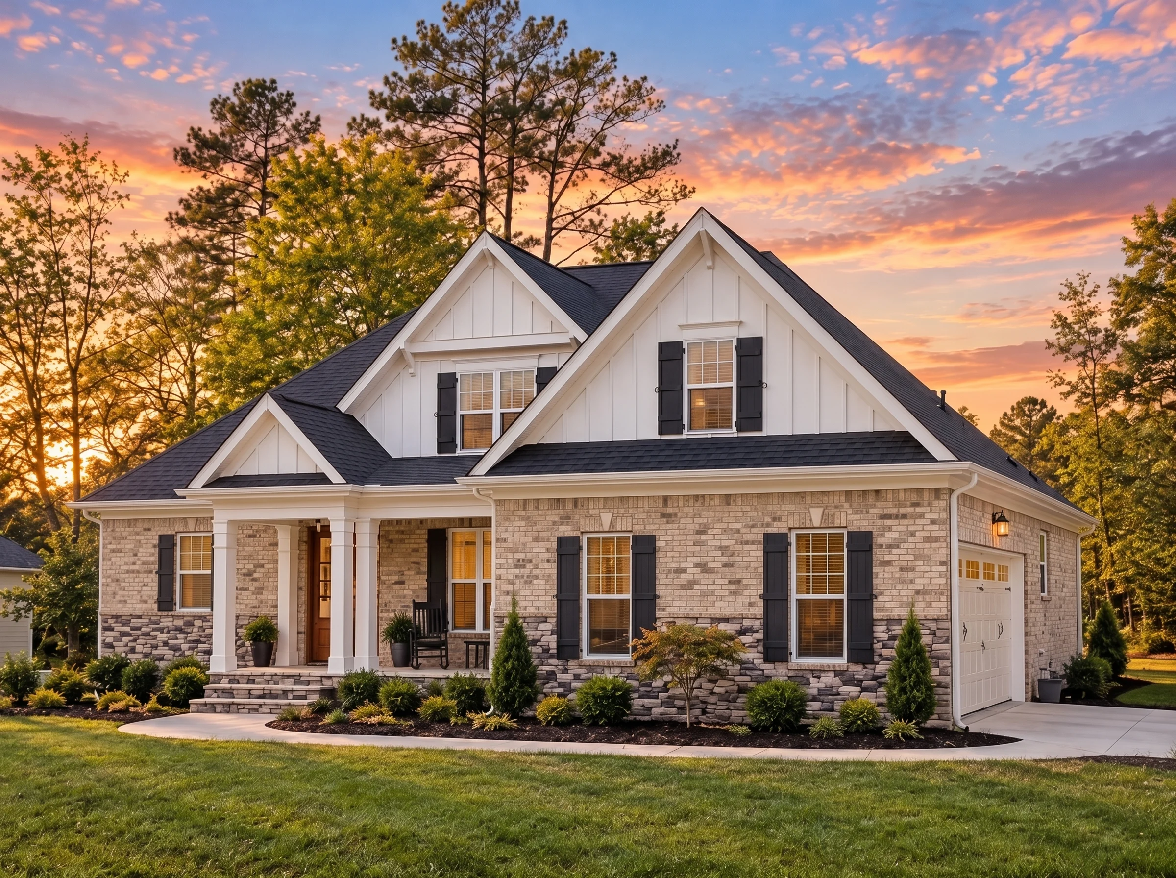 Plan  13-1339 – Canterbury Court |  Craftsman – 4-Bed, 3-Bath, 2,748 SF - Natural Brick, AI-generated exterior concept